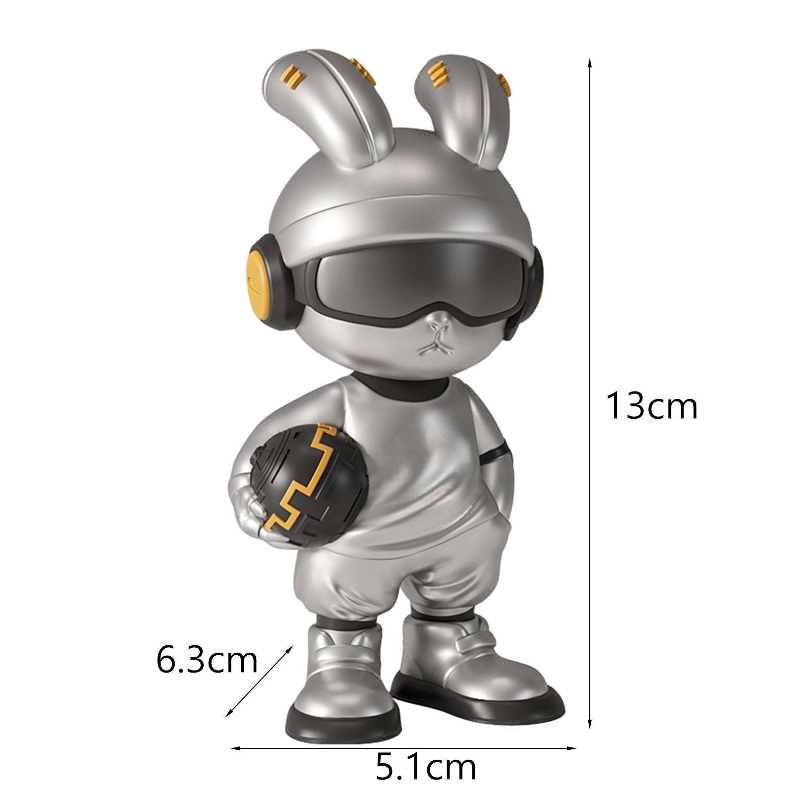 Tech Rabbit Figurine Punk Trendy Desktop Ornament for Office Bedroom Cabinet Style B