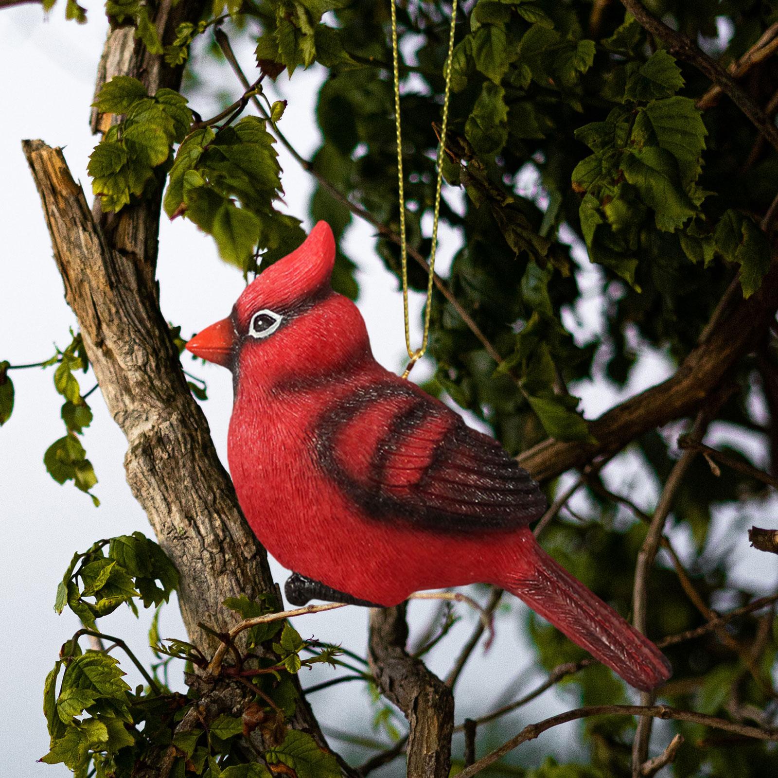 Red Bird Ornament Resin Hanging Bird for Garden Home Decoration Window Decor