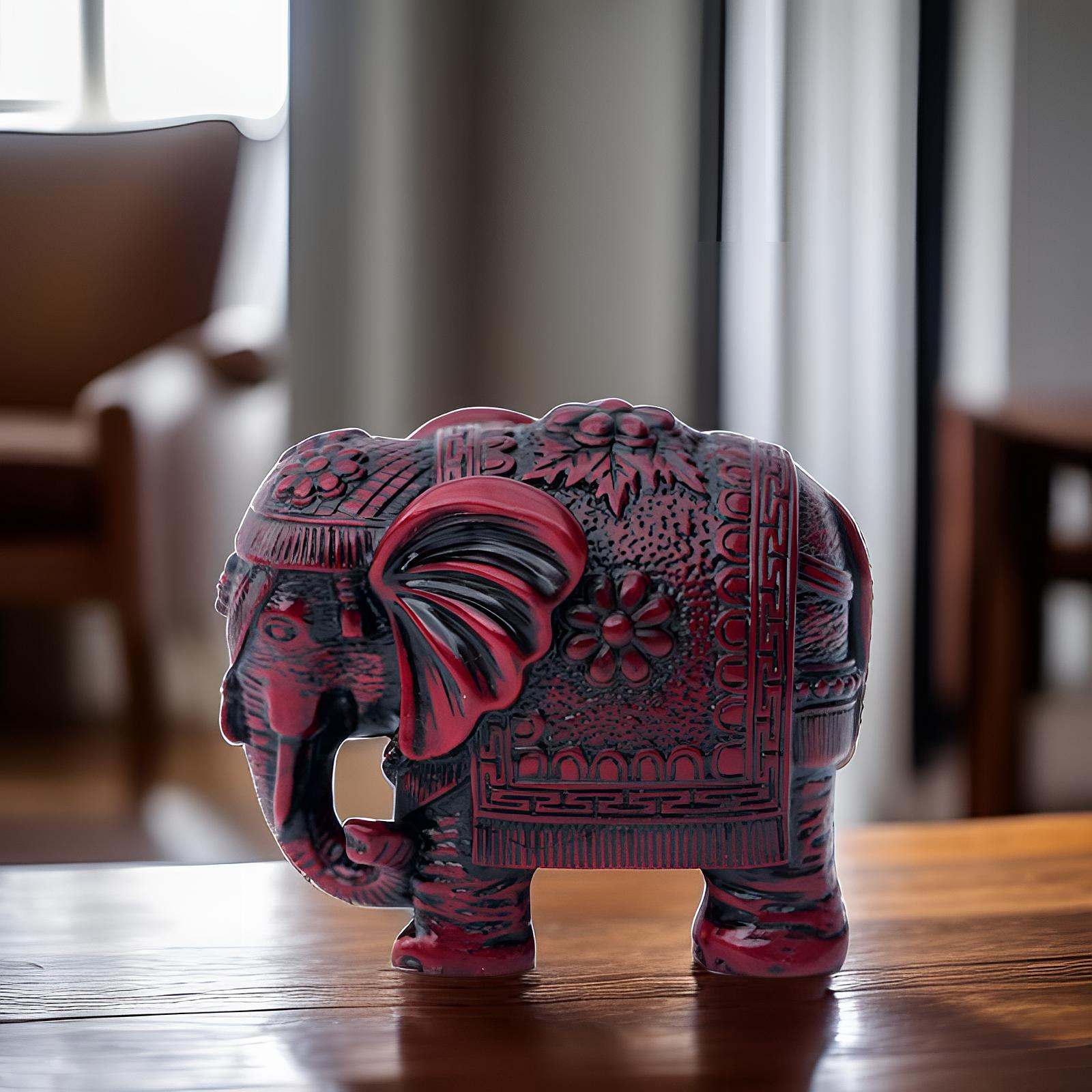 Elephant Statue Home Decoration Tabletop Figurines for Entrance Parties Home Red