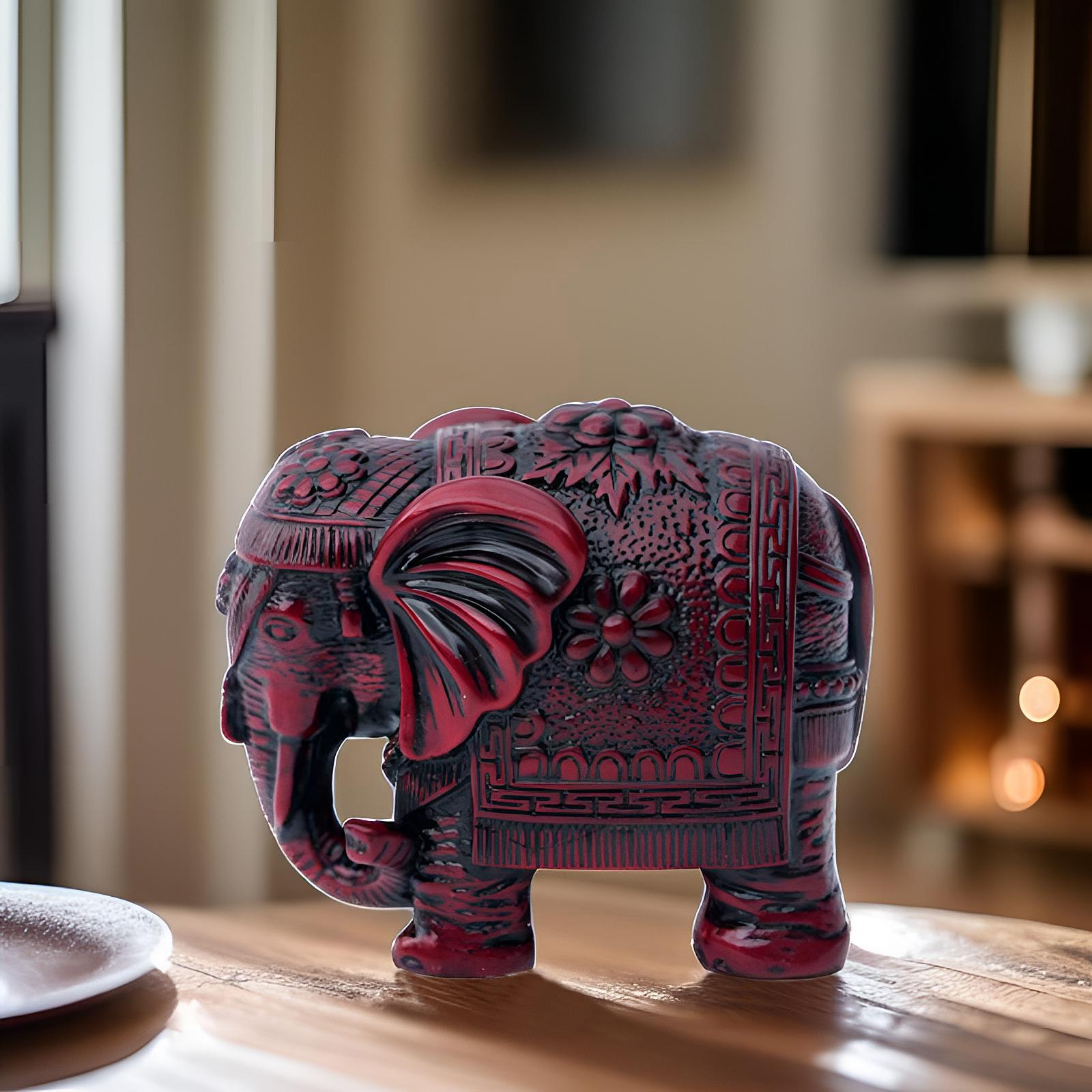 Elephant Statue Home Decoration Tabletop Figurines for Entrance Parties Home Red