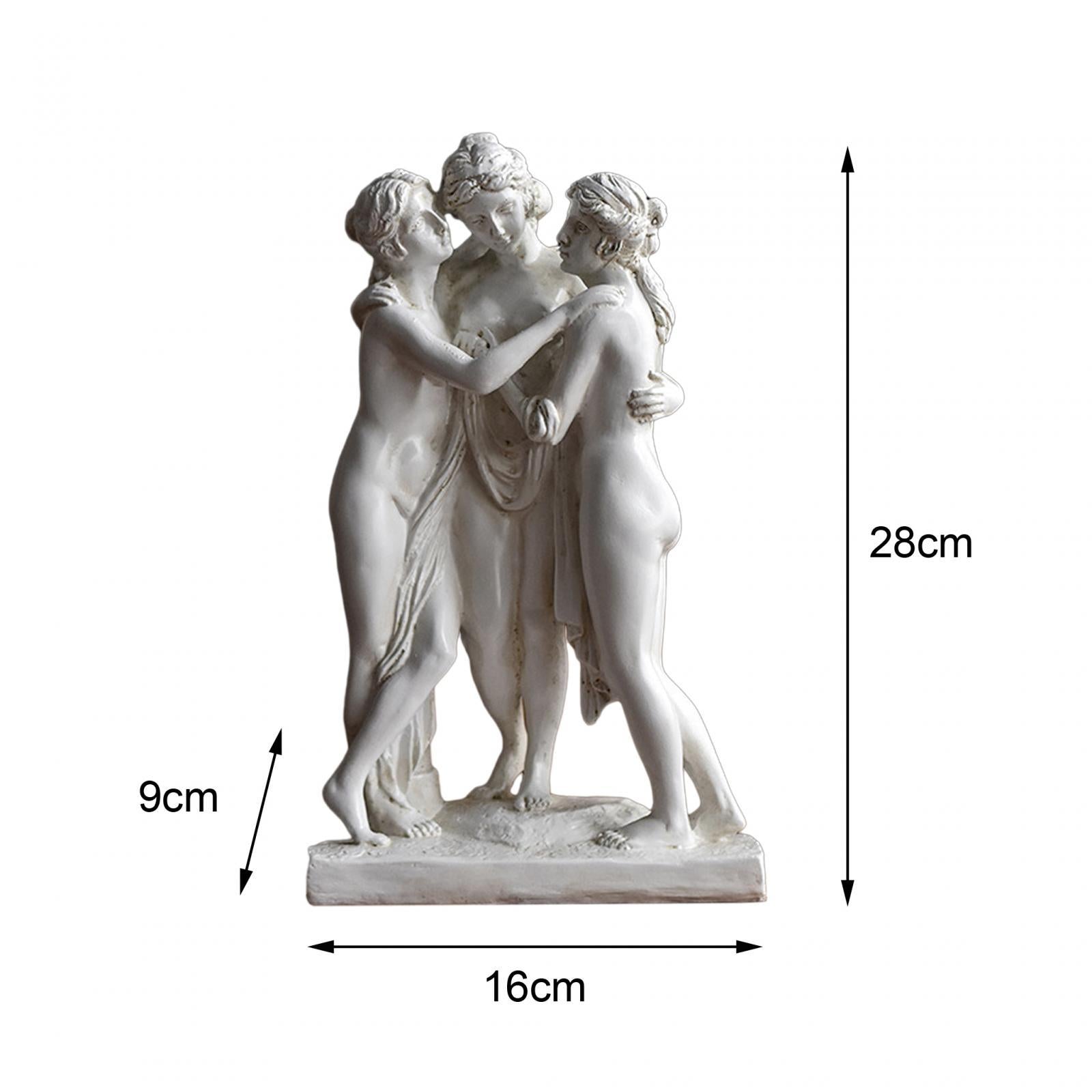 28cm Resin The Three Goddess Statue Handmade Table Ornament for Art Classroom