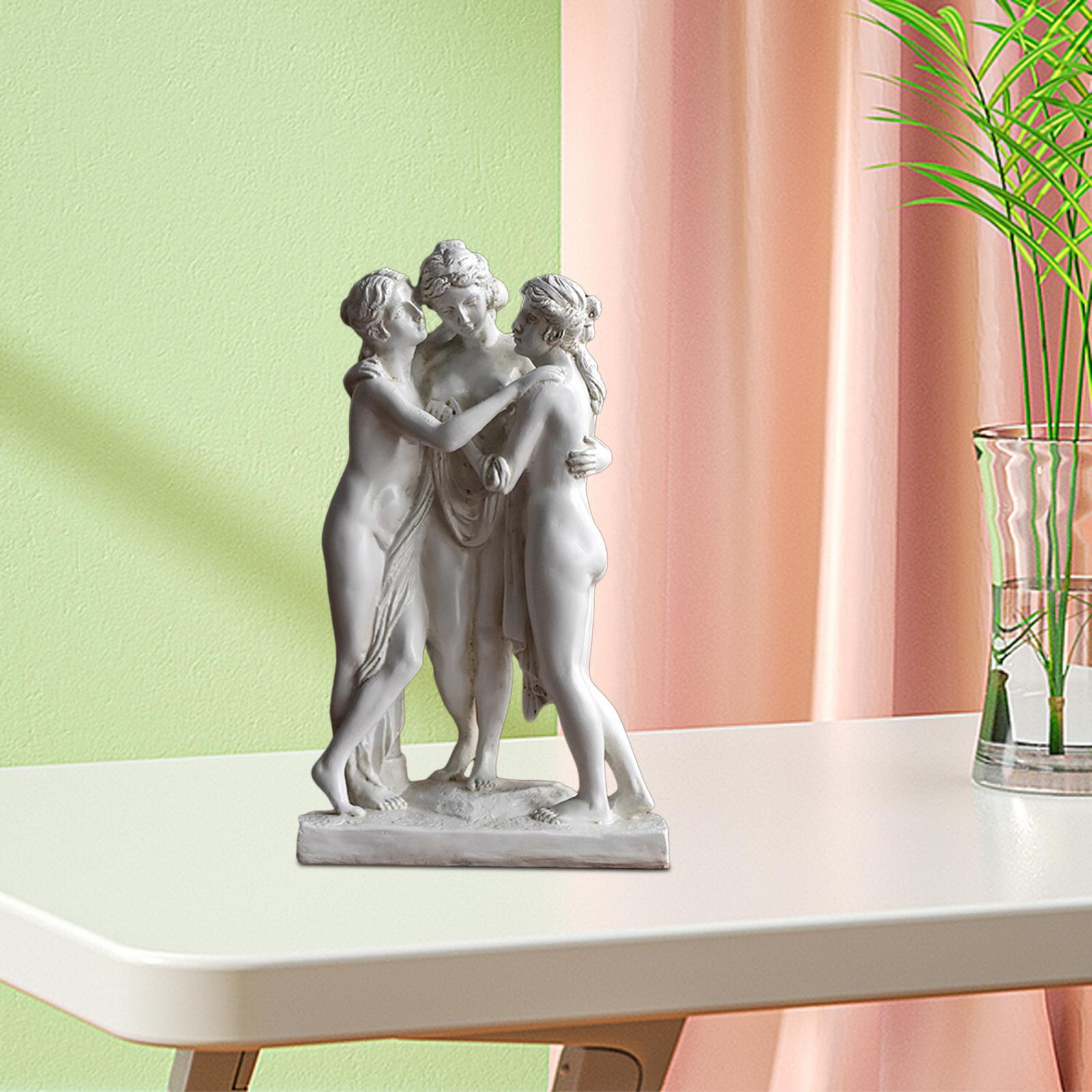 28cm Resin The Three Goddess Statue Handmade Table Ornament for Art Classroom