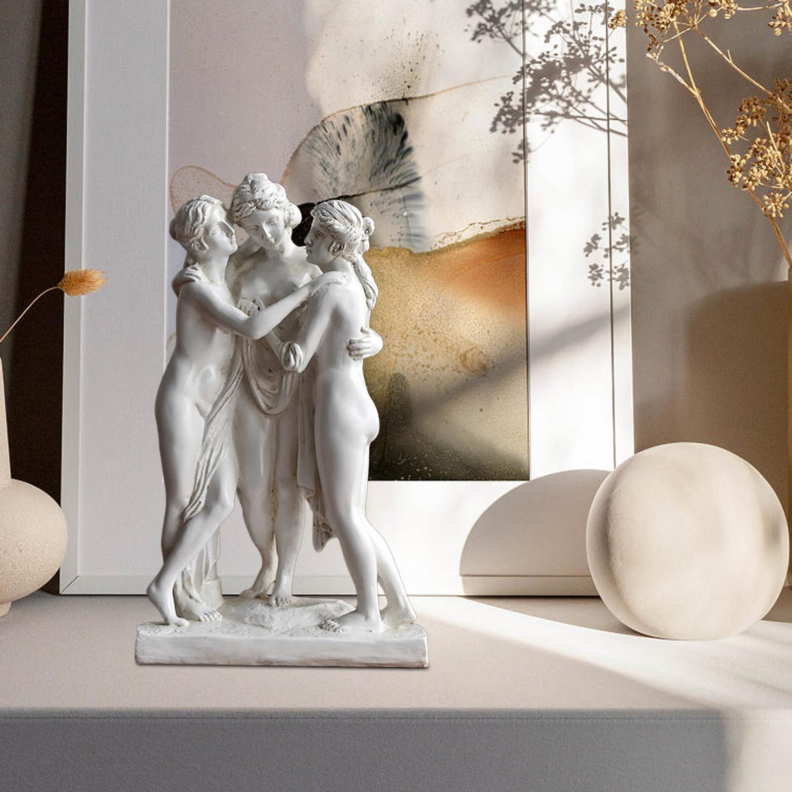 28cm Resin The Three Goddess Statue Handmade Table Ornament for Art Classroom