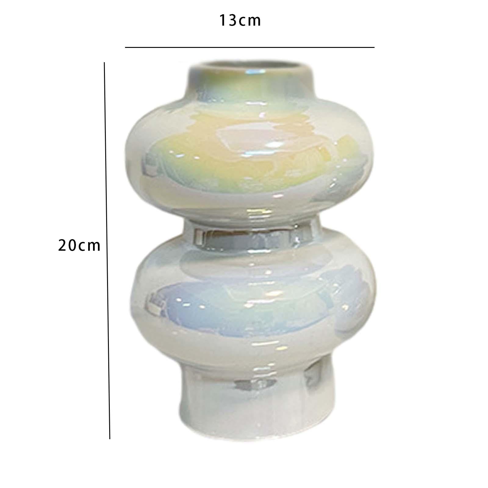 Ceramic Vase Minimalist Decorative Flower Vase for Office Coffee Centerpiece 13cmx13cmx20cm