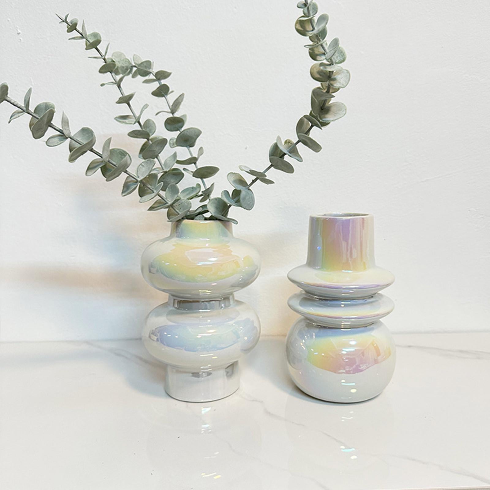 Ceramic Vase Minimalist Decorative Flower Vase for Office Coffee Centerpiece 13cmx13cmx20cm