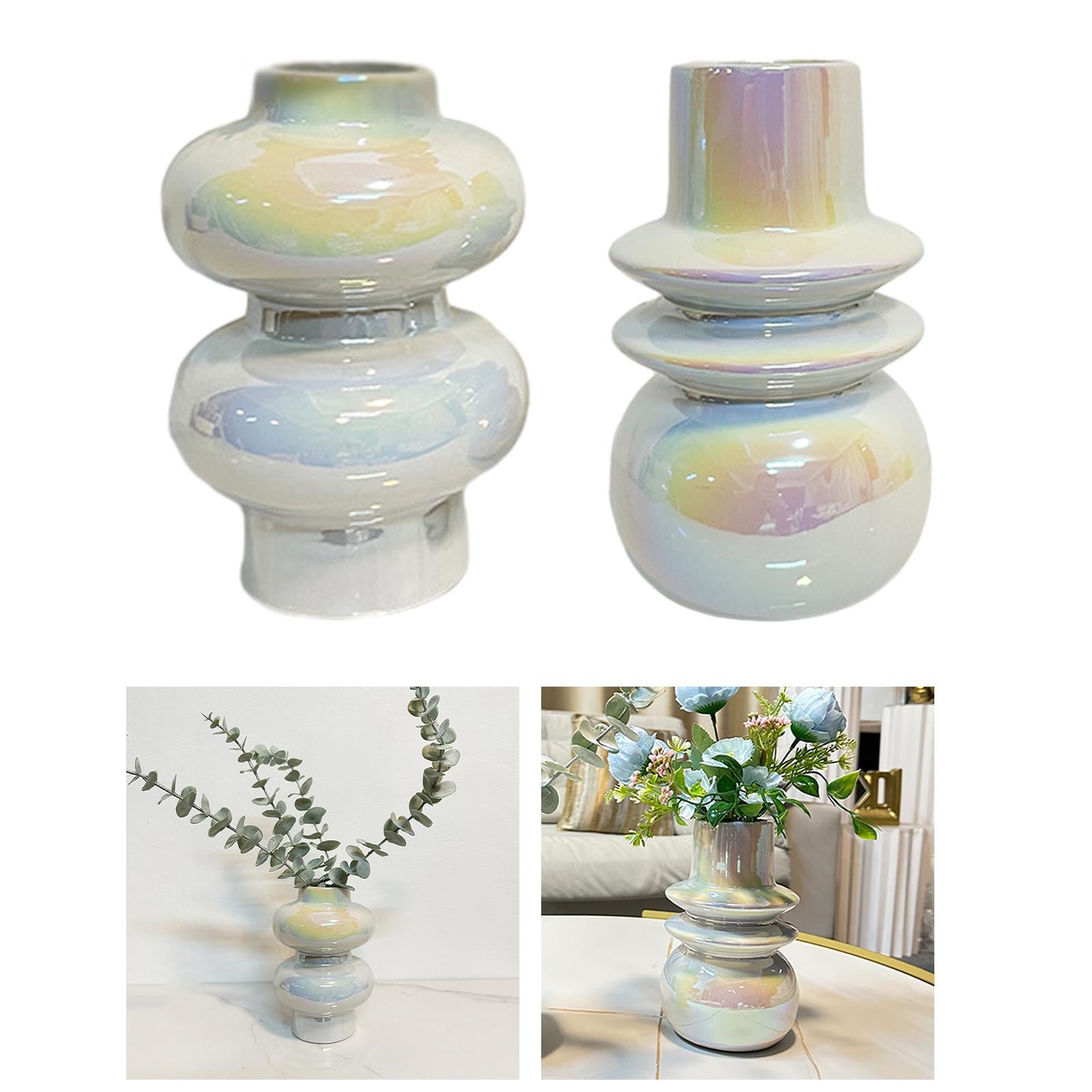 Ceramic Vase Minimalist Decorative Flower Vase for Office Coffee Centerpiece 13cmx13cmx20cm