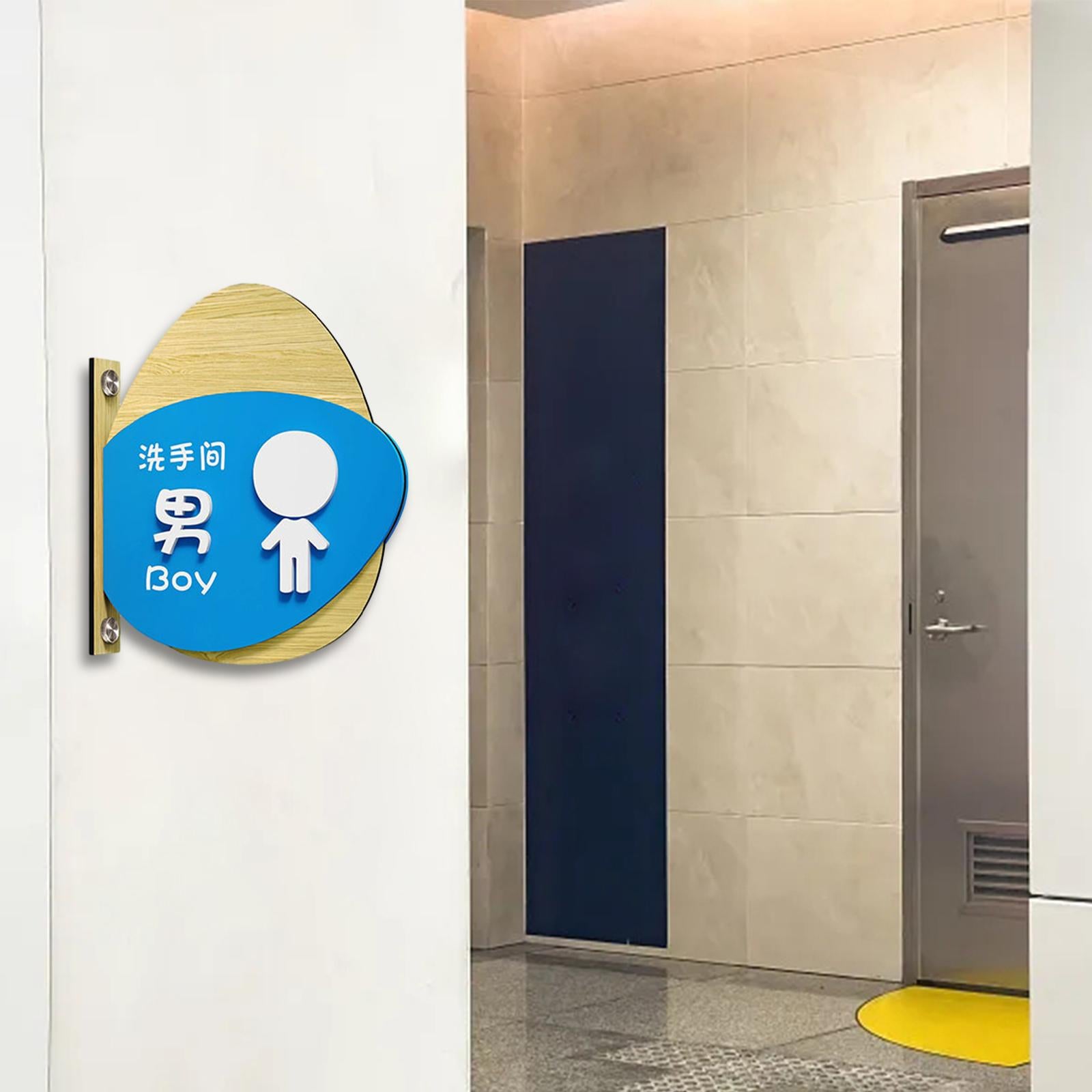 Toilet Sign Washroom Children Double Layers Door Hotel Wall Boy Girl WC Sign Double sided boy