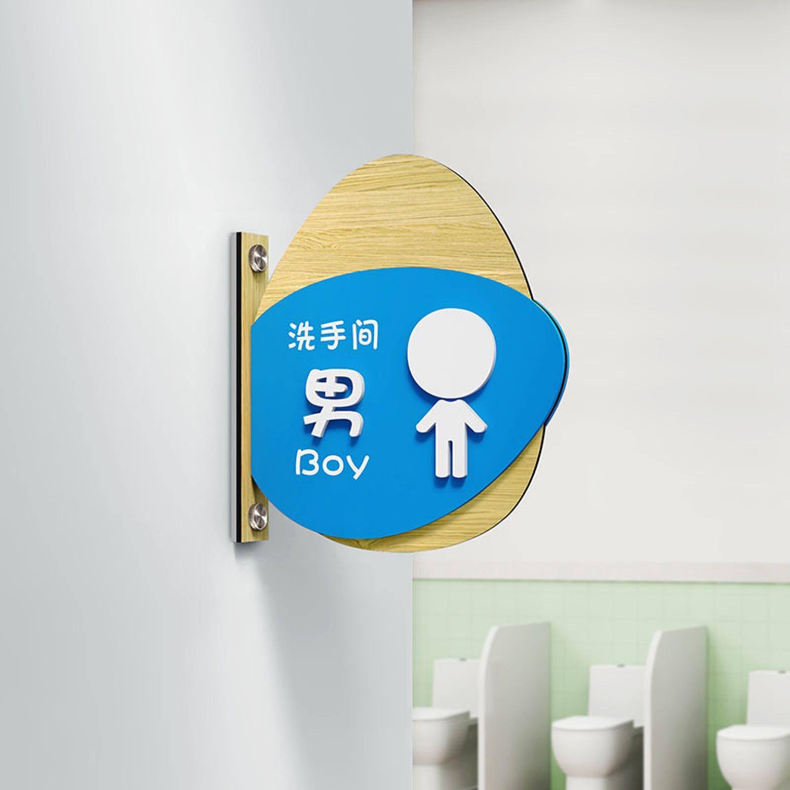 Toilet Sign Washroom Children Double Layers Door Hotel Wall Boy Girl WC Sign Double sided boy