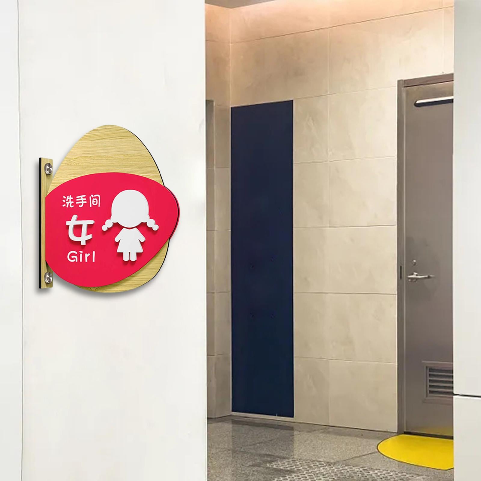 Toilet Sign Washroom Children Double Layers Door Hotel Wall Boy Girl WC Sign Double sided girl