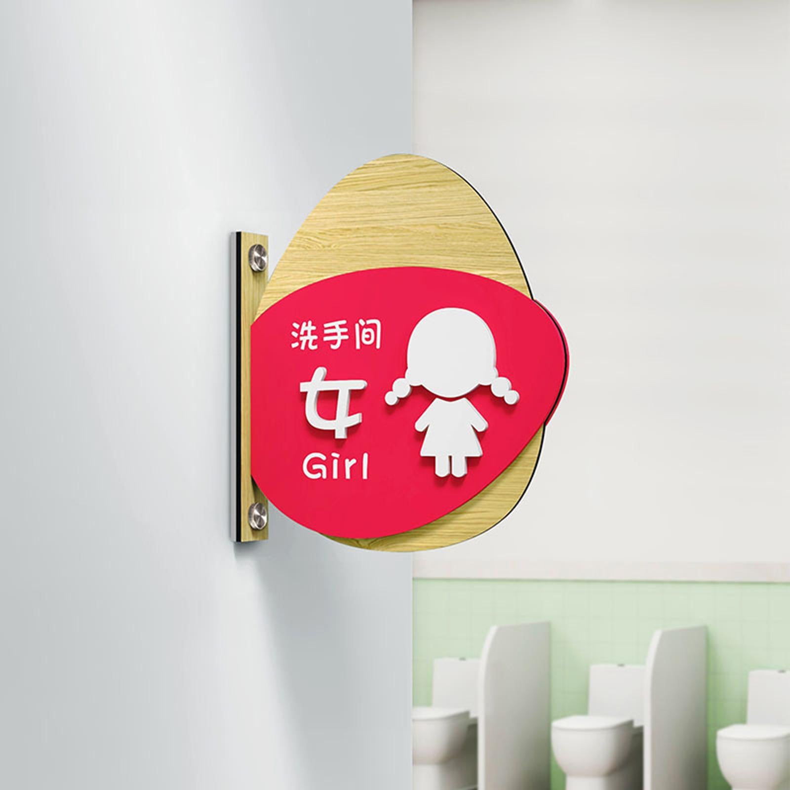 Toilet Sign Washroom Children Double Layers Door Hotel Wall Boy Girl WC Sign Double sided girl