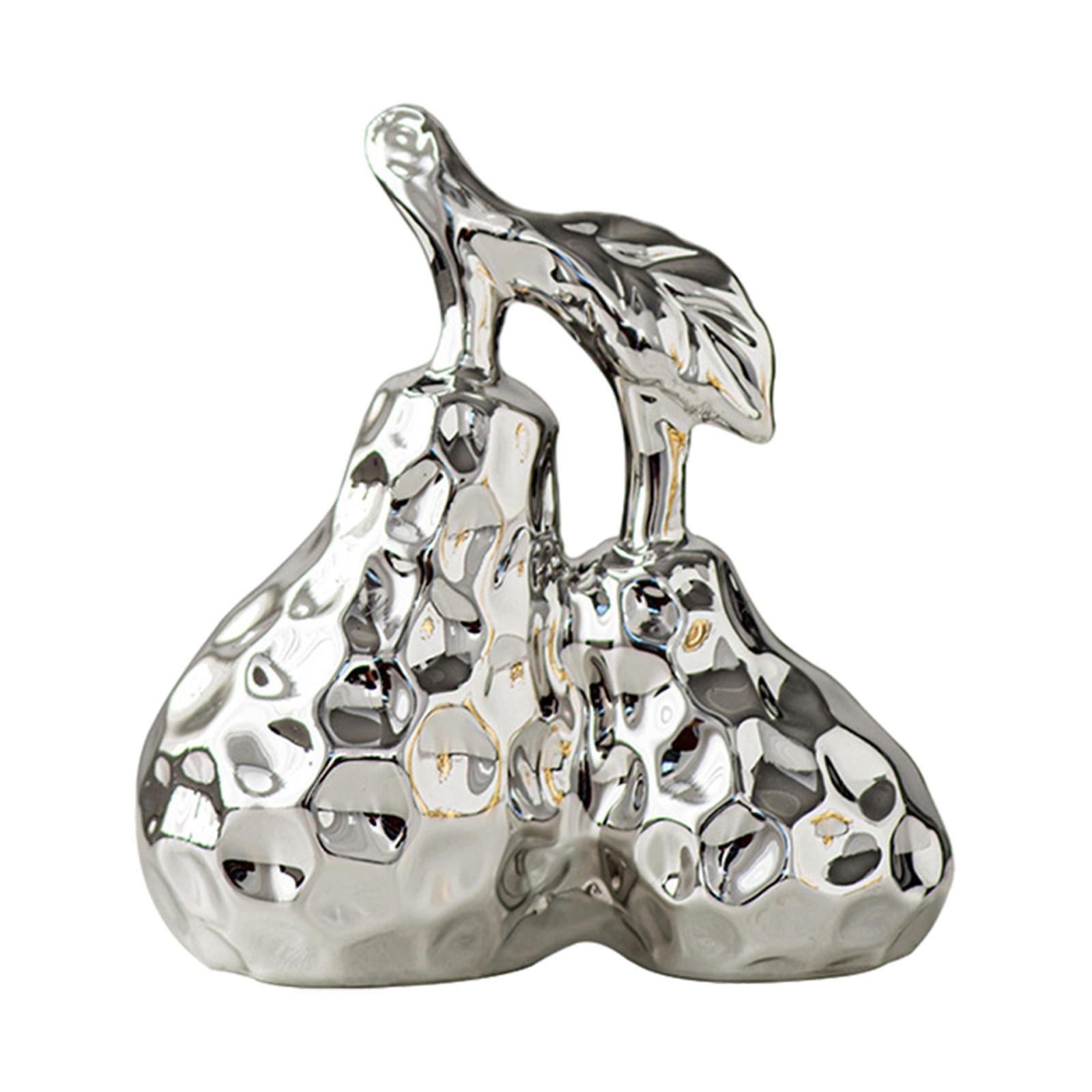 Pear Decoration Electroplated Ceramic Pear Decor for Car Dashboard Bookshelf