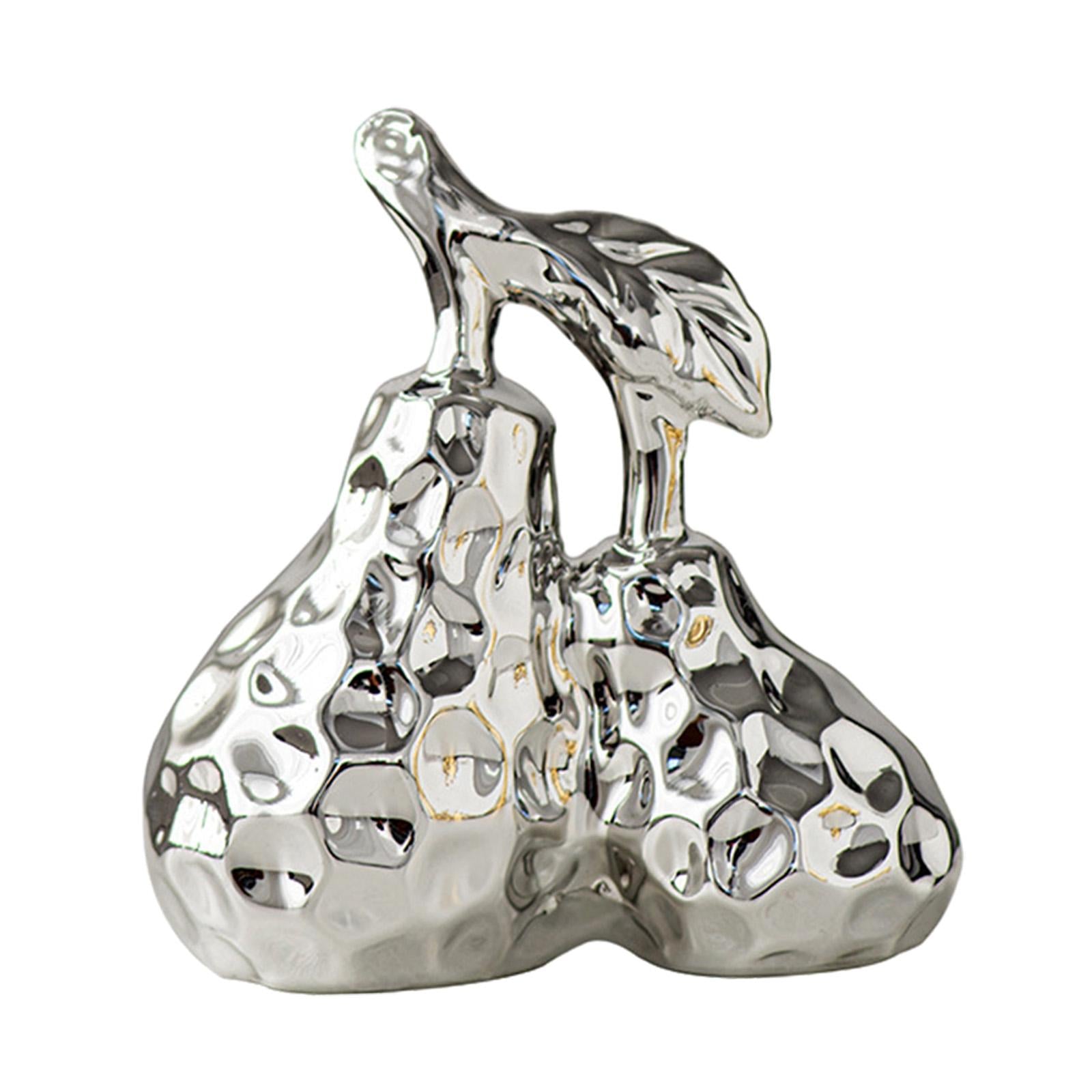 Pear Decoration Electroplated Ceramic Pear Decor for Car Dashboard Bookshelf
