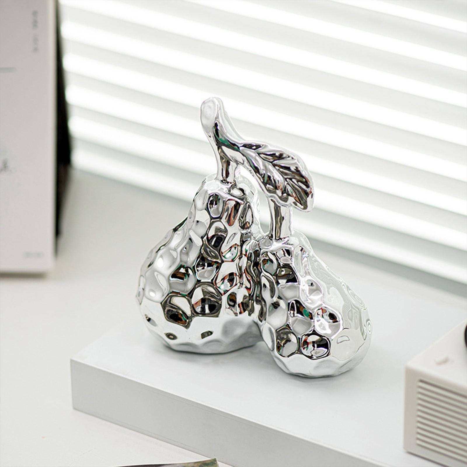 Pear Decoration Electroplated Ceramic Pear Decor for Car Dashboard Bookshelf