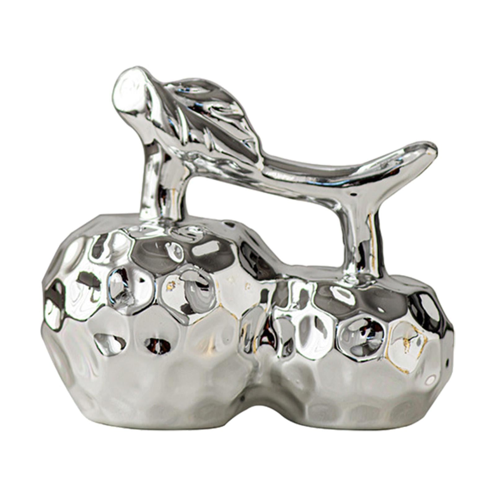Apple Decoration Electroplated Crafts Fruit Statue for Home Bedroom Entryway Silvery L