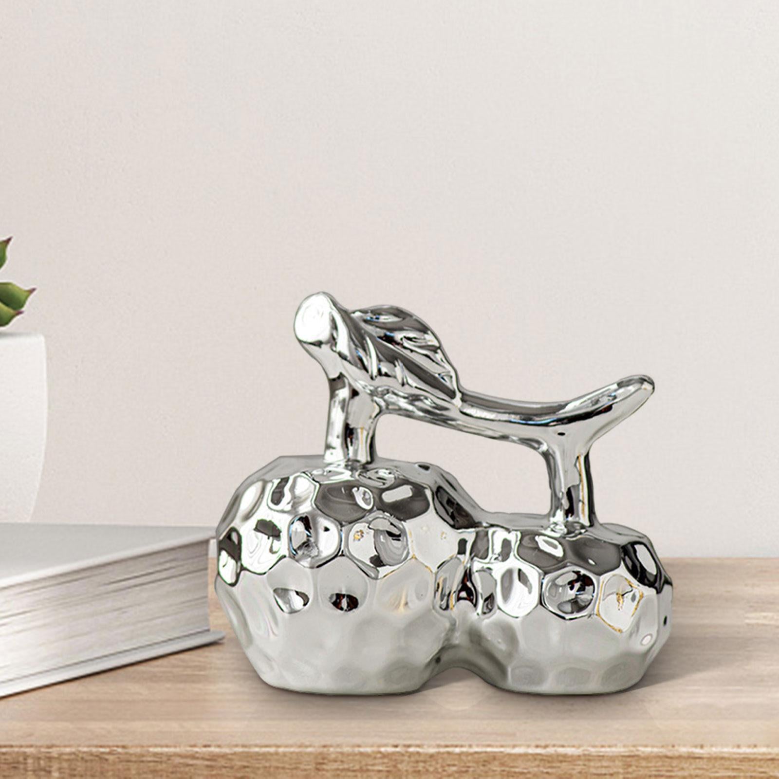 Apple Decoration Electroplated Crafts Fruit Statue for Home Bedroom Entryway Silvery L