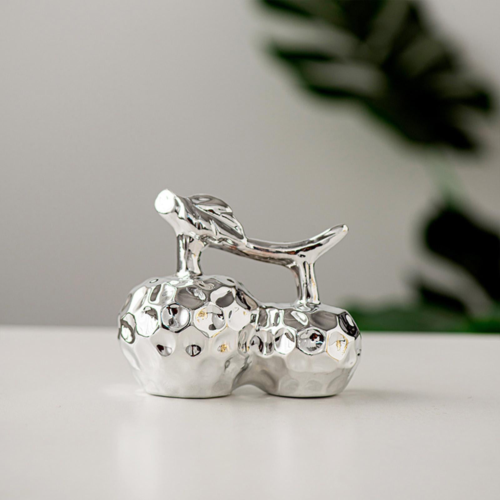 Apple Decoration Electroplated Crafts Fruit Statue for Home Bedroom Entryway Silvery L