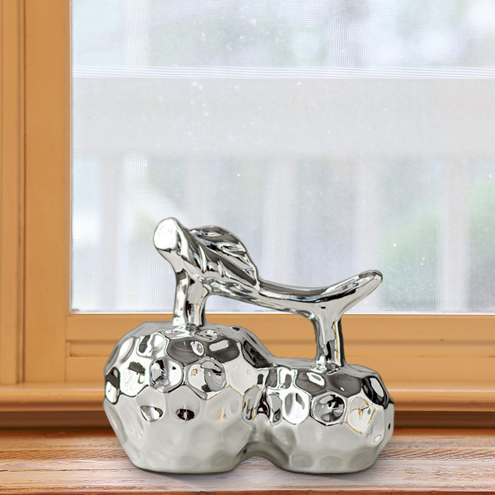 Apple Decoration Electroplated Crafts Fruit Statue for Home Bedroom Entryway Silvery S