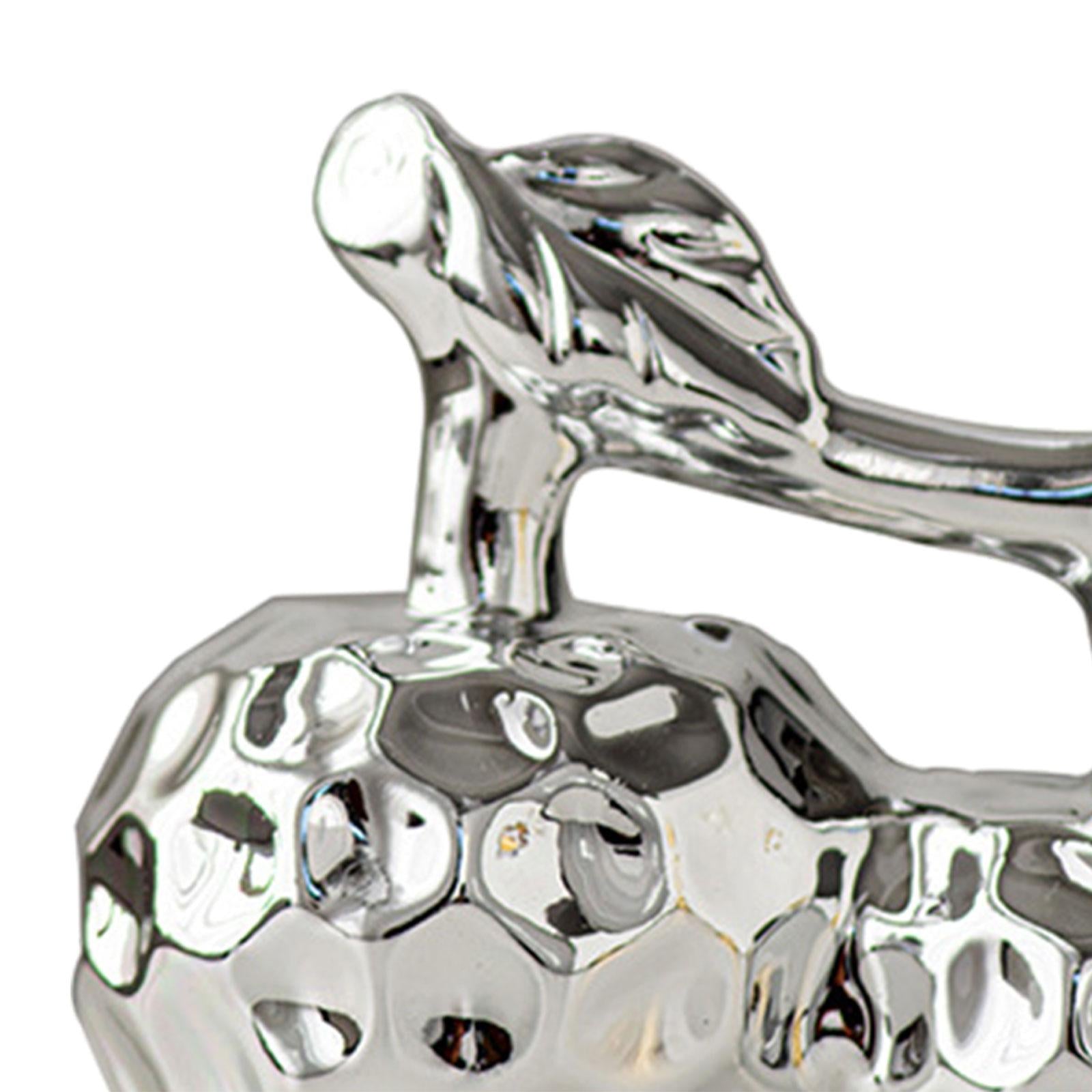 Apple Decoration Electroplated Crafts Fruit Statue for Home Bedroom Entryway Silvery S