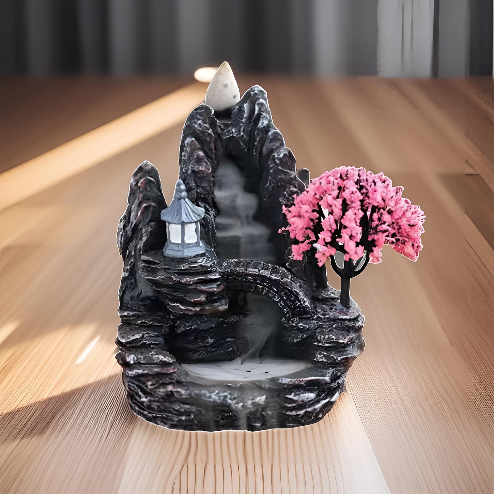 Mountain River Backflow Incense Burner Incense Cone Holder for Office Indoor