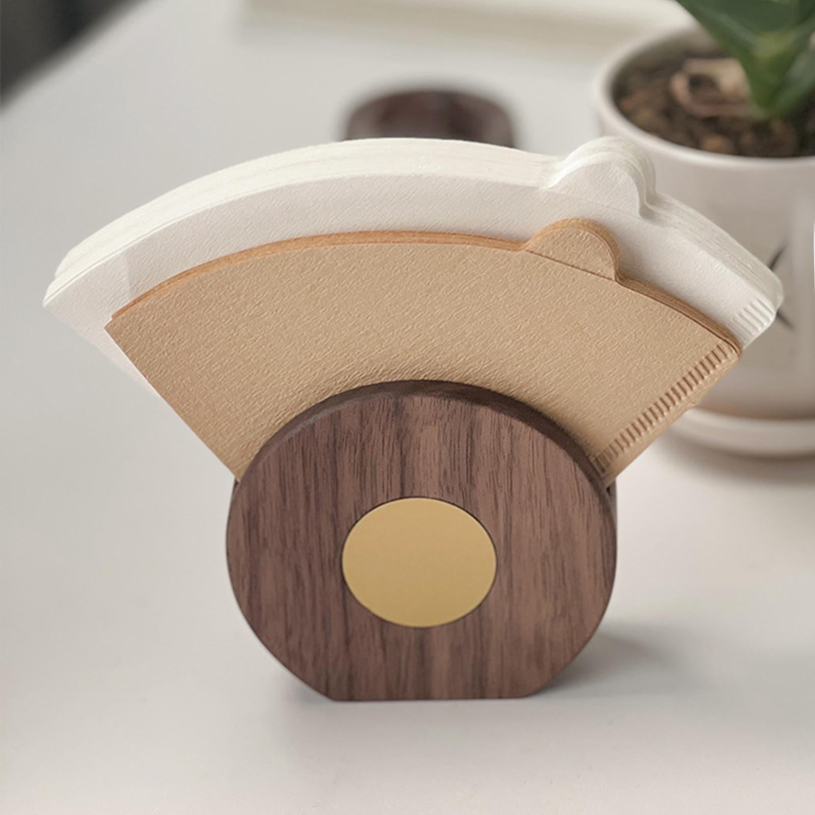 Coffee Filter Paper Holder Wooden Reusable for V60 Countertop Dispenser Rack
