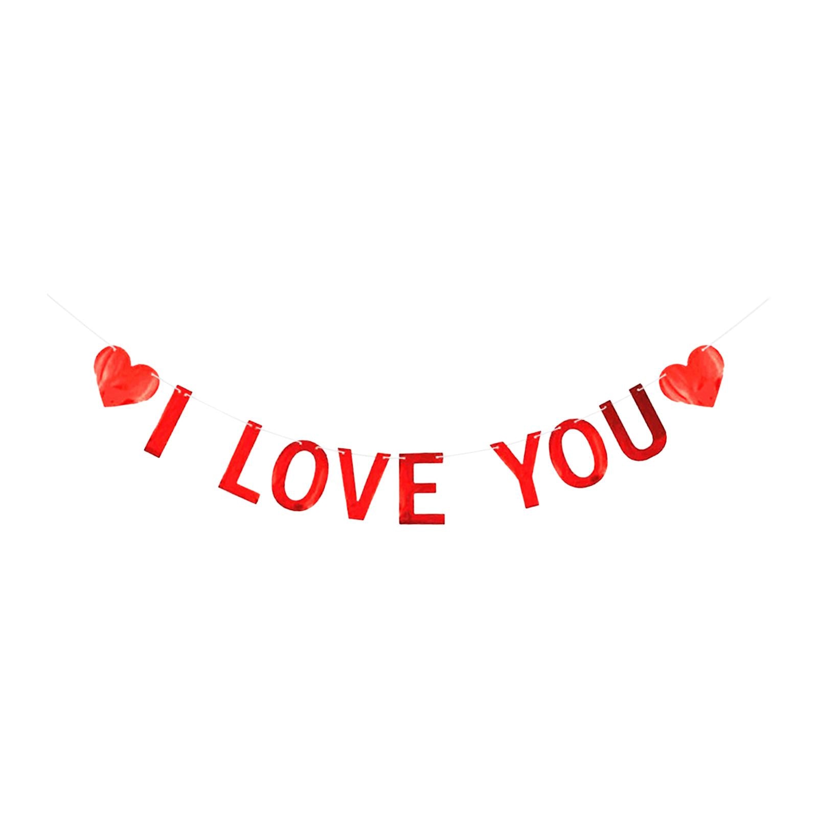 Red Felt Banner Valentines Day Decoration Decorative Garland for Anniversary Style A