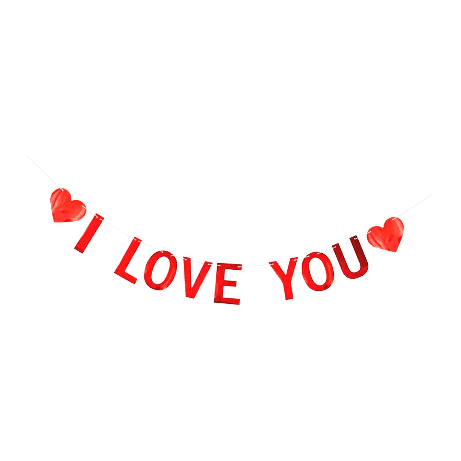 Red Felt Banner Valentines Day Decoration Decorative Garland for Anniversary Style A