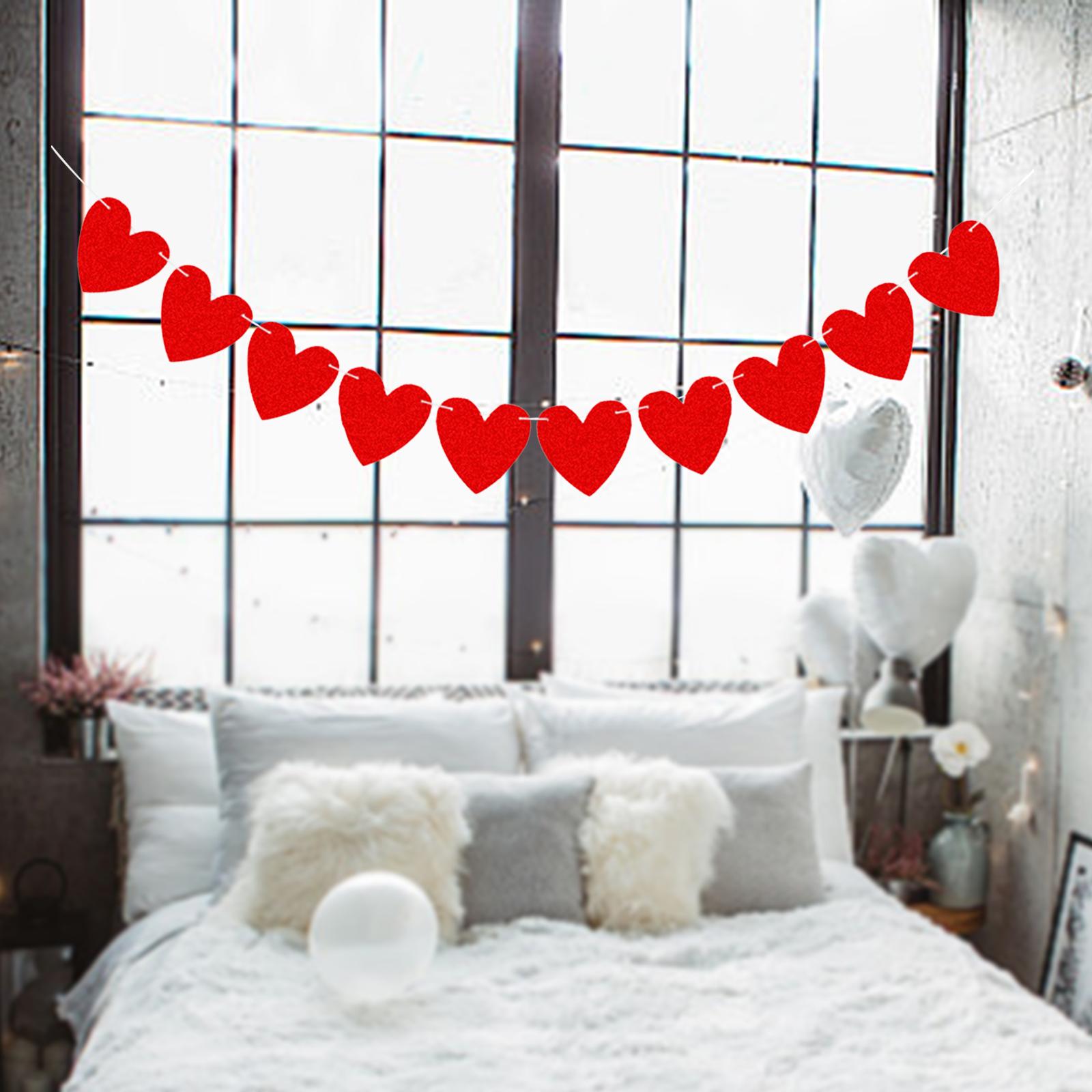 Red Felt Banner Valentines Day Decoration Decorative Garland for Anniversary Style B