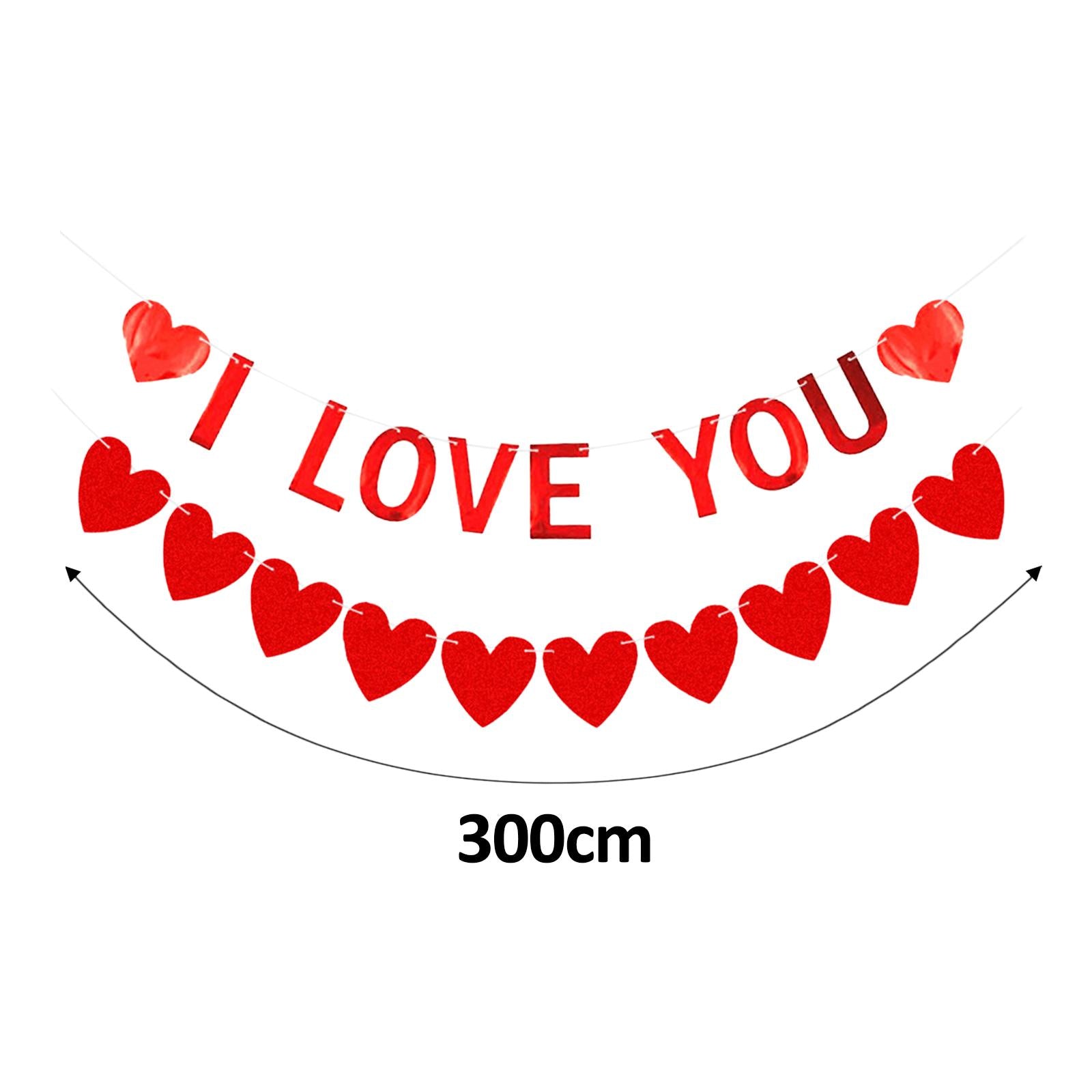 Red Felt Banner Valentines Day Decoration Decorative Garland for Anniversary Style C