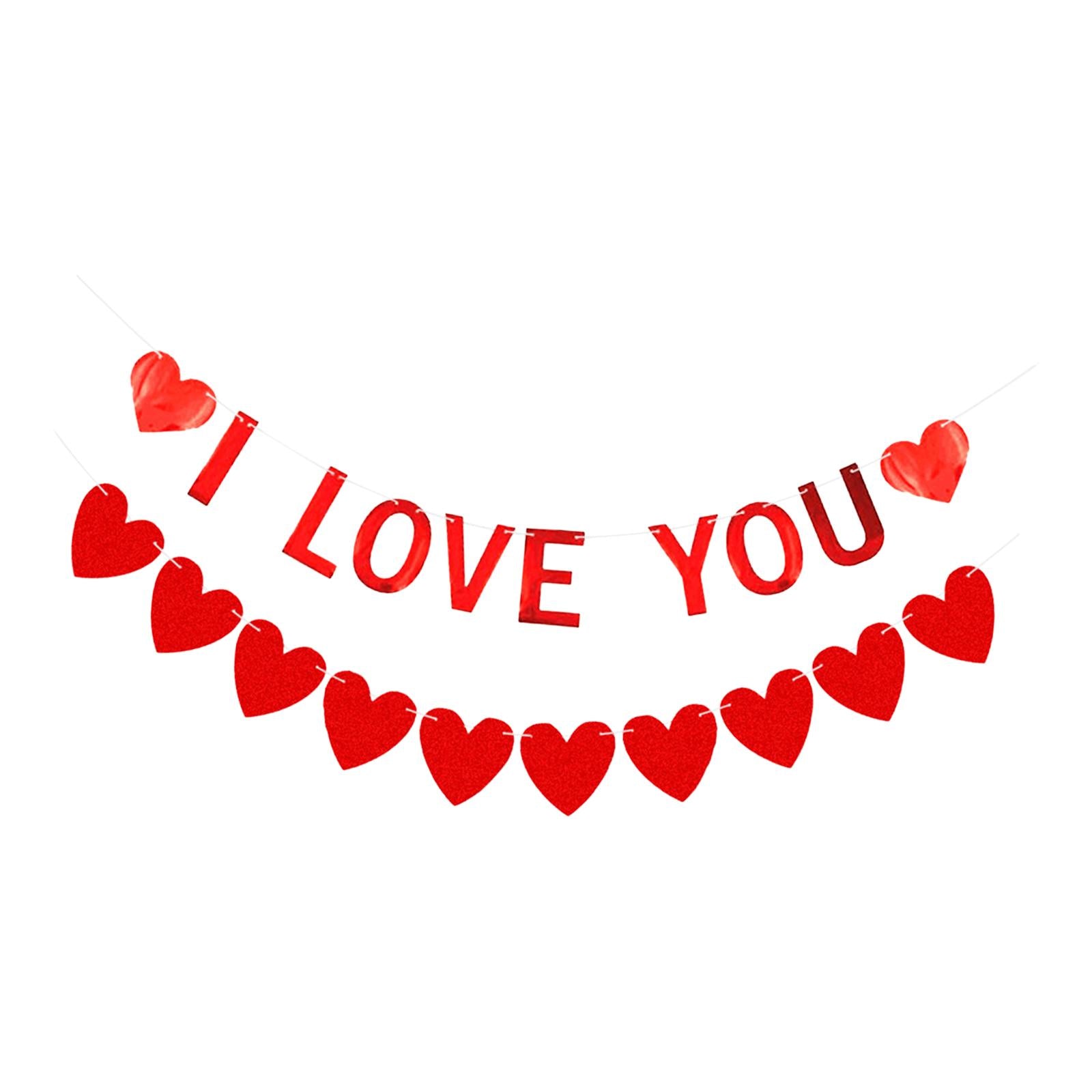 Red Felt Banner Valentines Day Decoration Decorative Garland for Anniversary Style C