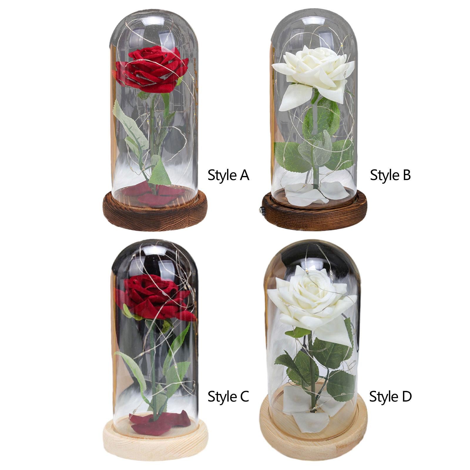 Glass Rose Flower Gift Valentines Day Gifts for Mom Valentines Decor Forever Style A