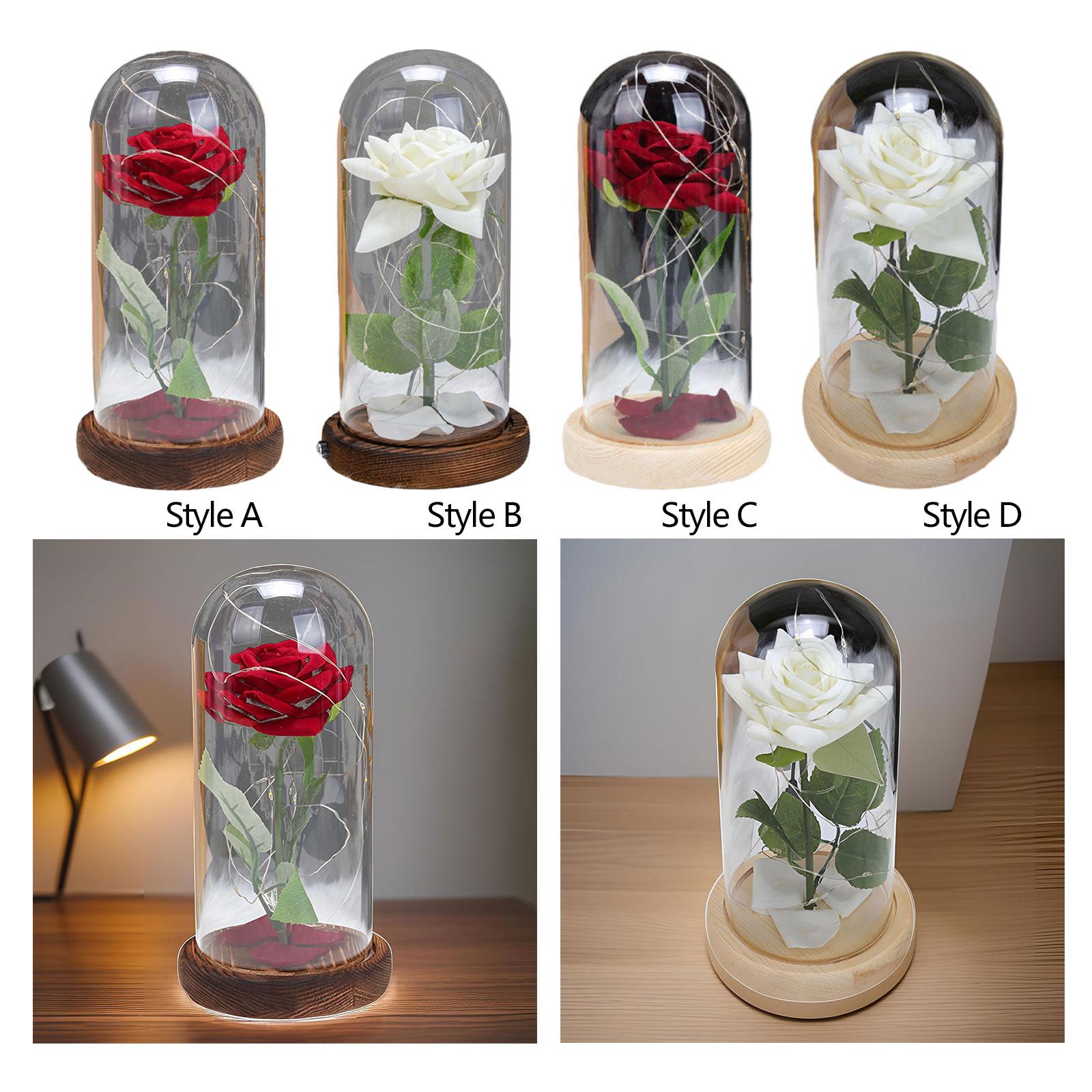 Glass Rose Flower Gift Valentines Day Gifts for Mom Valentines Decor Forever Style A
