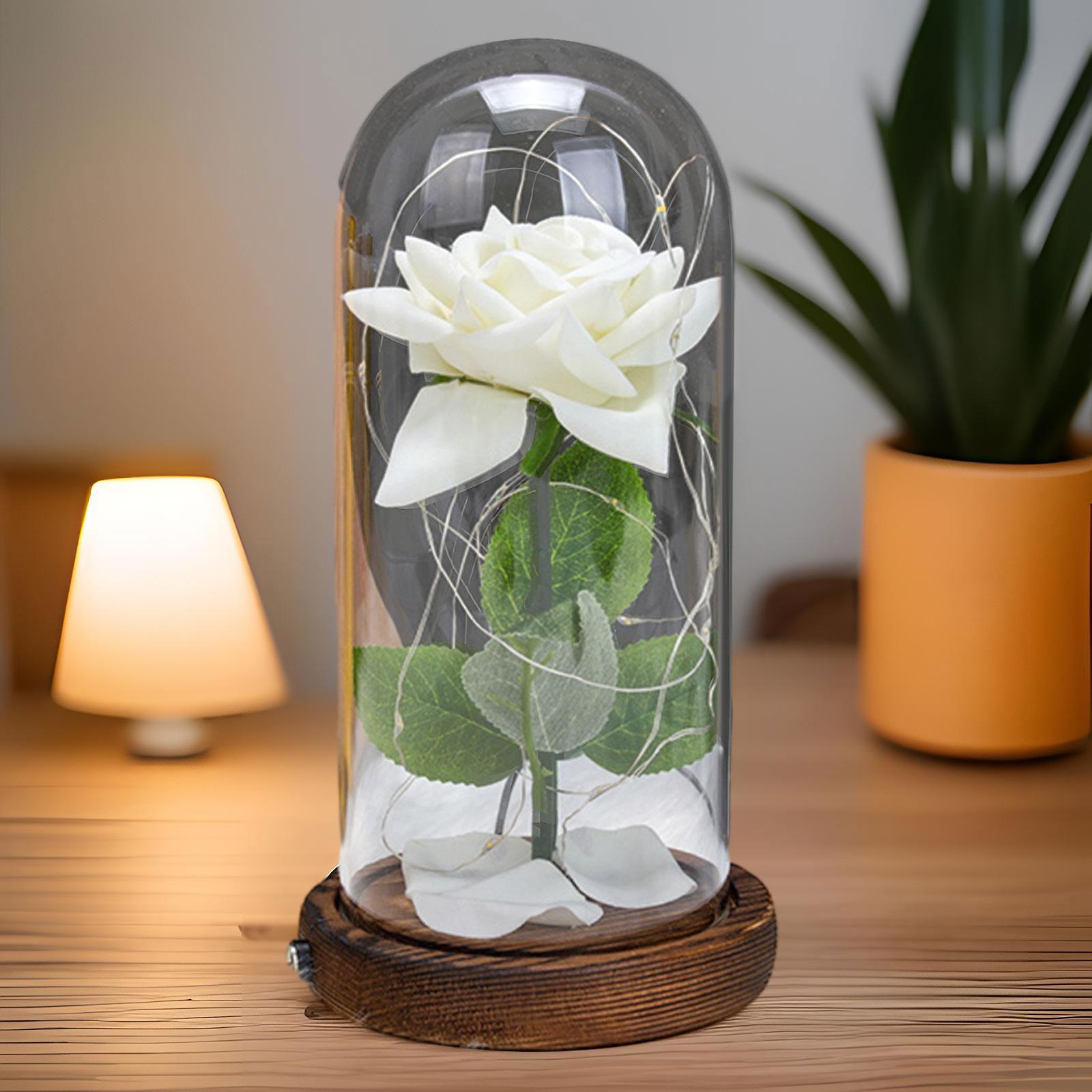 Glass Rose Flower Gift Valentines Day Gifts for Mom Valentines Decor Forever Style B