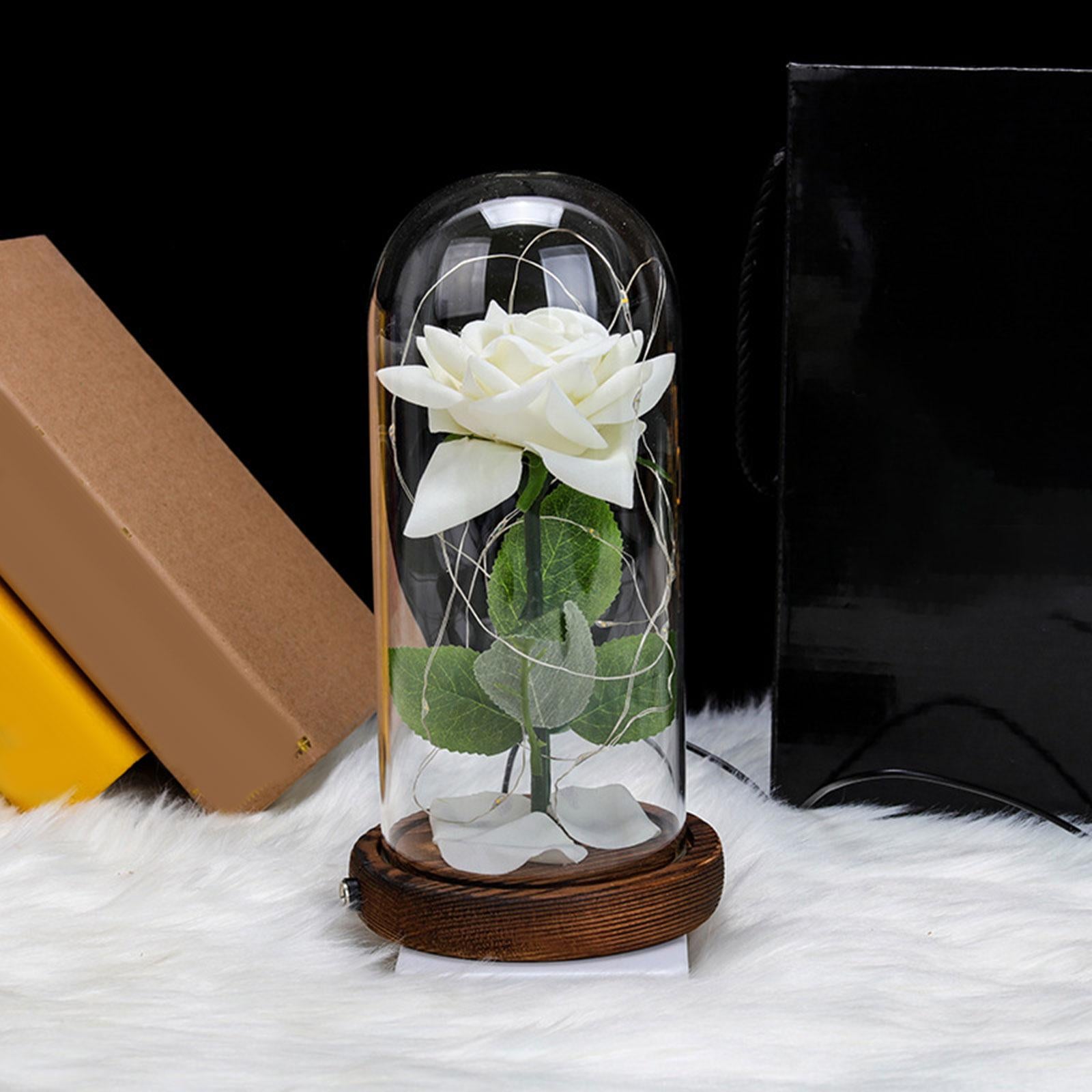 Glass Rose Flower Gift Valentines Day Gifts for Mom Valentines Decor Forever Style B