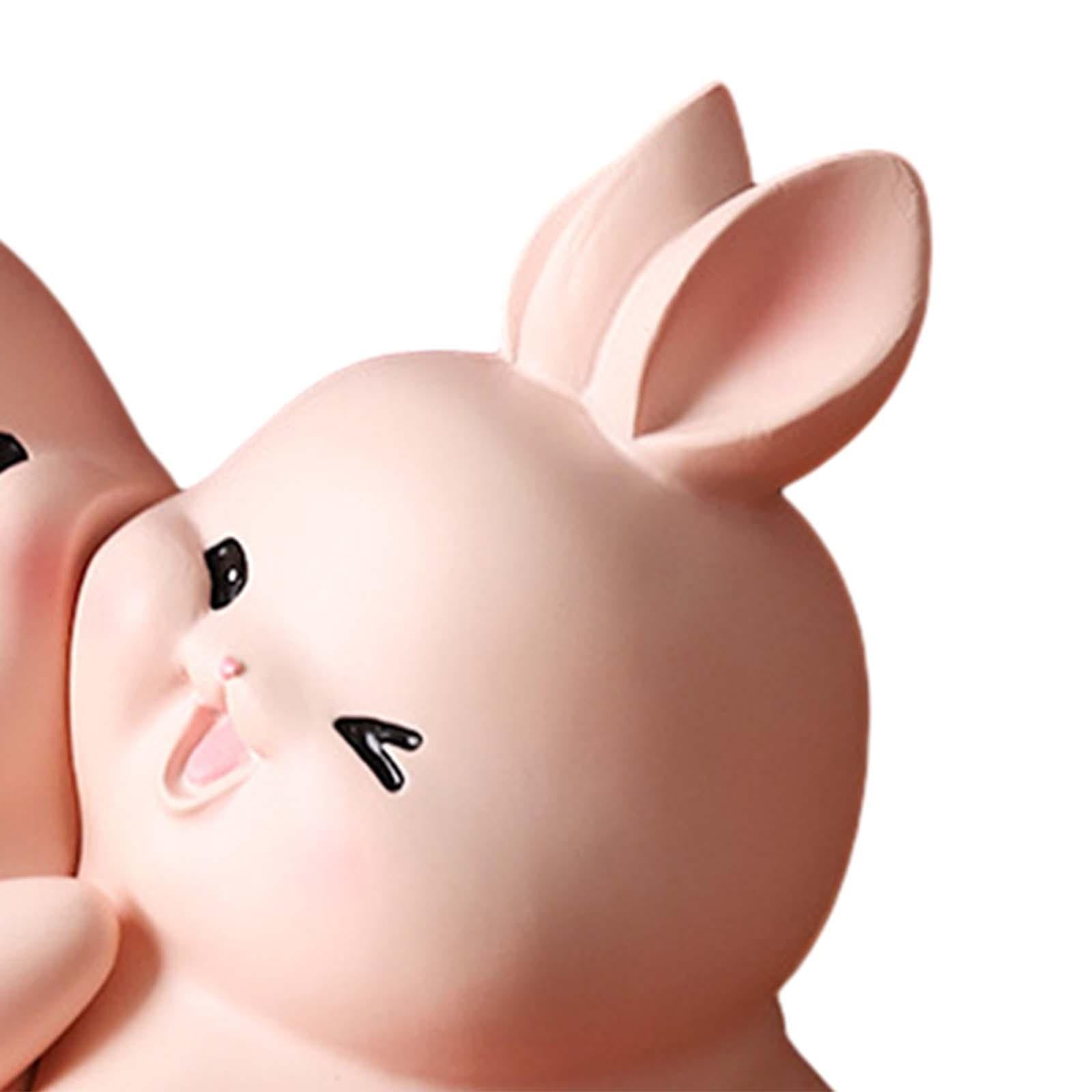 Rabbit Bookends Sculptures Cute Kids Bookends for Shelves Kids Rooms Cabinet pink