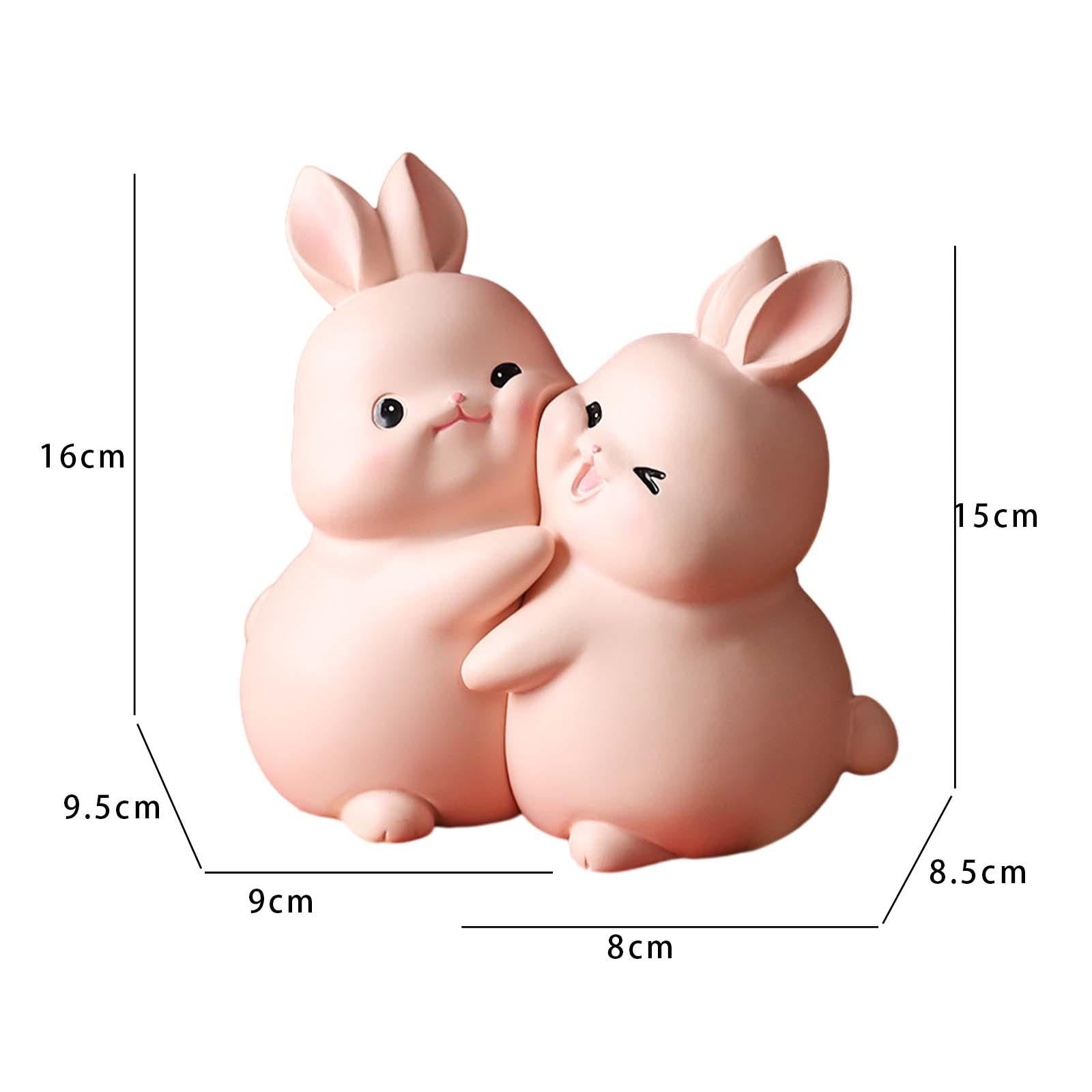 Rabbit Bookends Sculptures Cute Kids Bookends for Shelves Kids Rooms Cabinet pink
