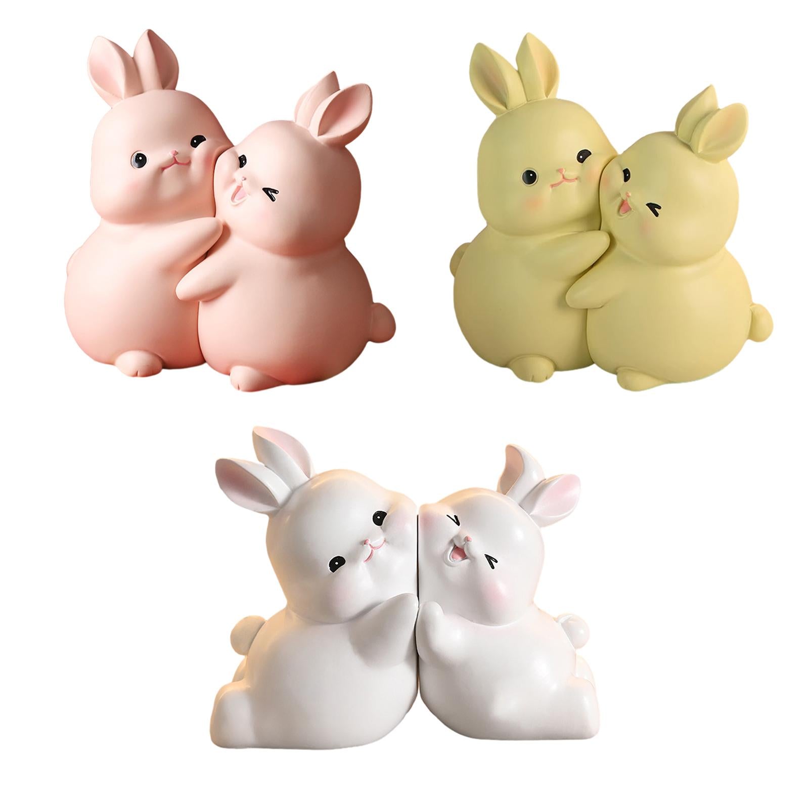 Rabbit Bookends Sculptures Cute Kids Bookends for Shelves Kids Rooms Cabinet pink