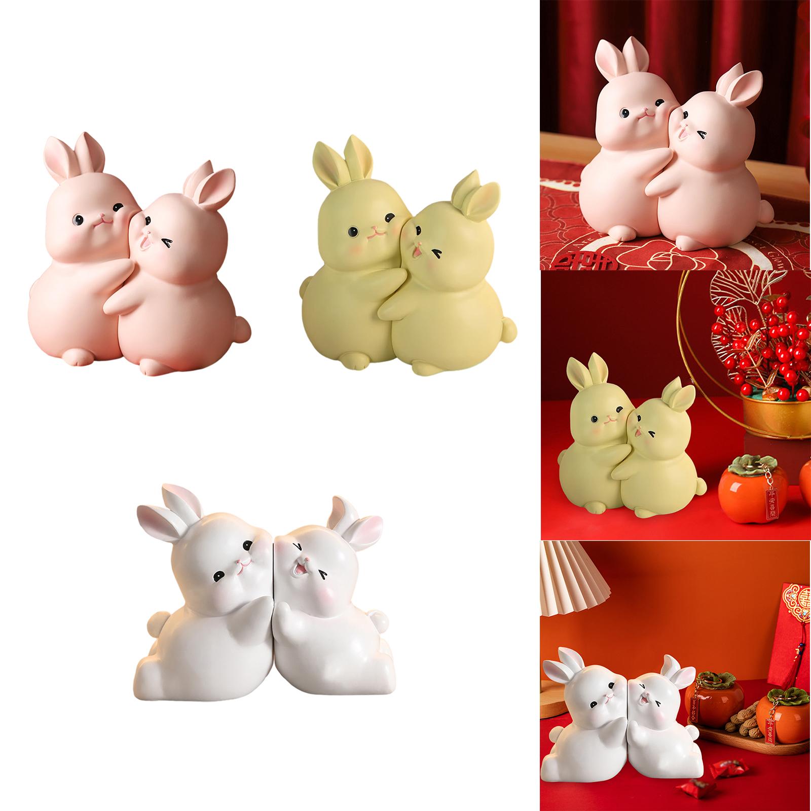 Rabbit Bookends Sculptures Cute Kids Bookends for Shelves Kids Rooms Cabinet pink