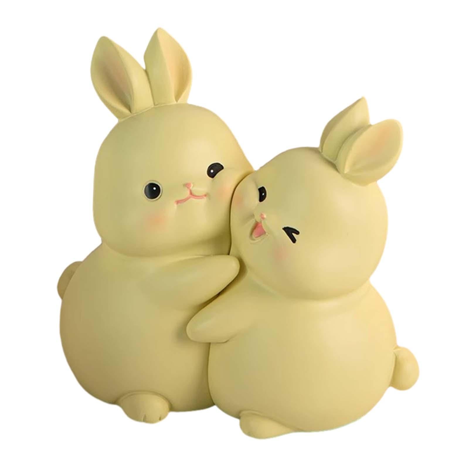 Rabbit Bookends Sculptures Cute Kids Bookends for Shelves Kids Rooms Cabinet yellow