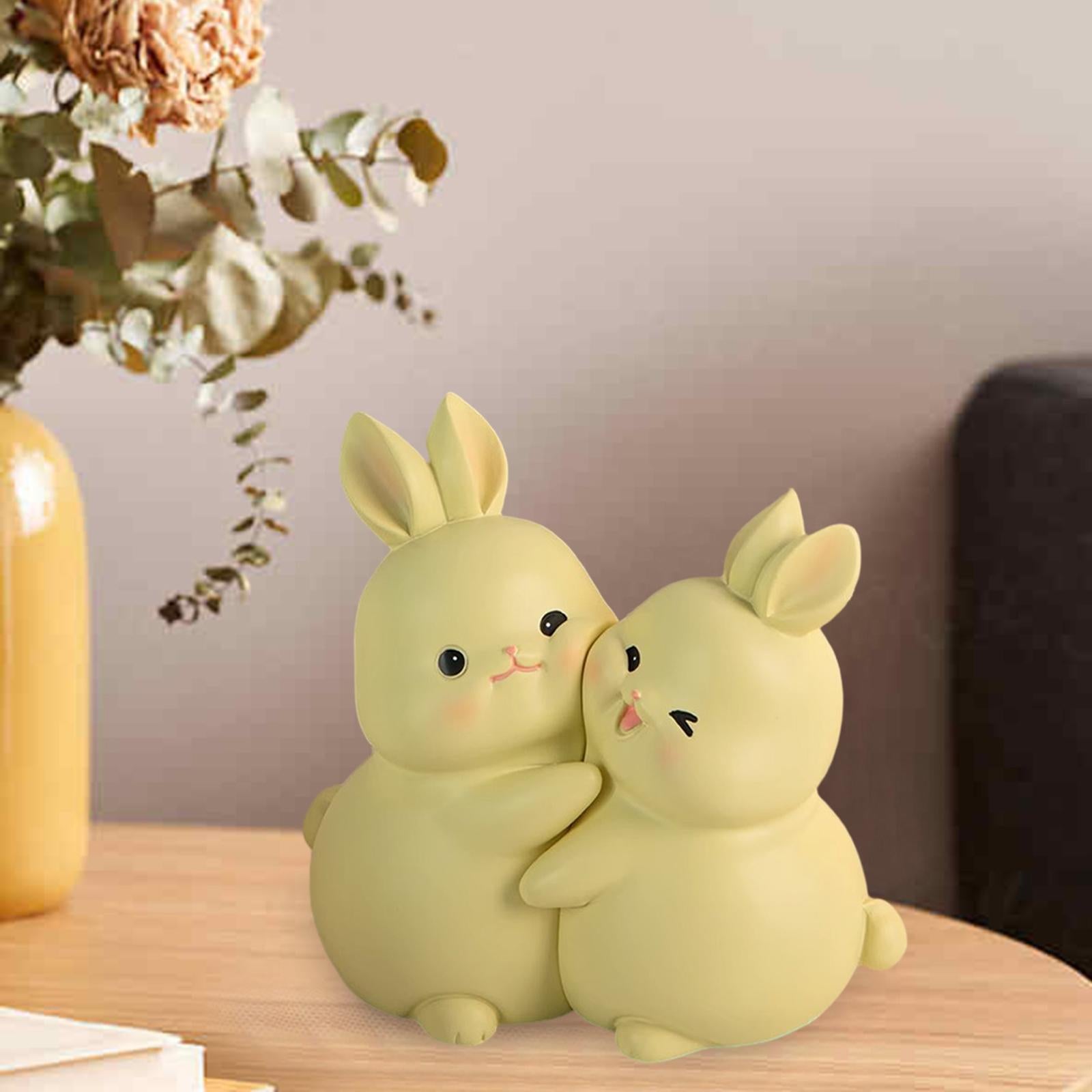 Rabbit Bookends Sculptures Cute Kids Bookends for Shelves Kids Rooms Cabinet yellow