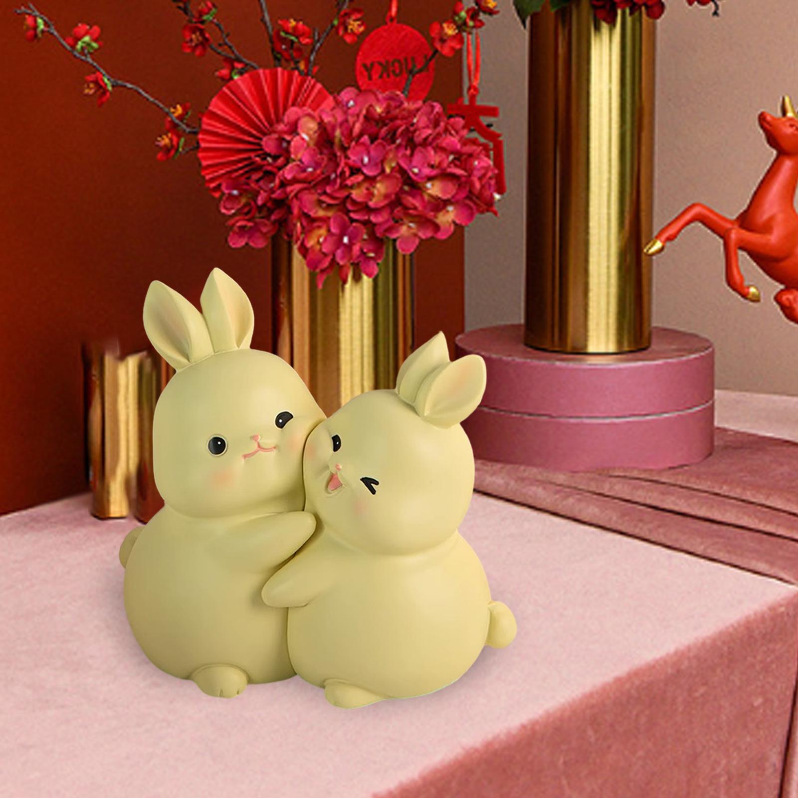 Rabbit Bookends Sculptures Cute Kids Bookends for Shelves Kids Rooms Cabinet yellow