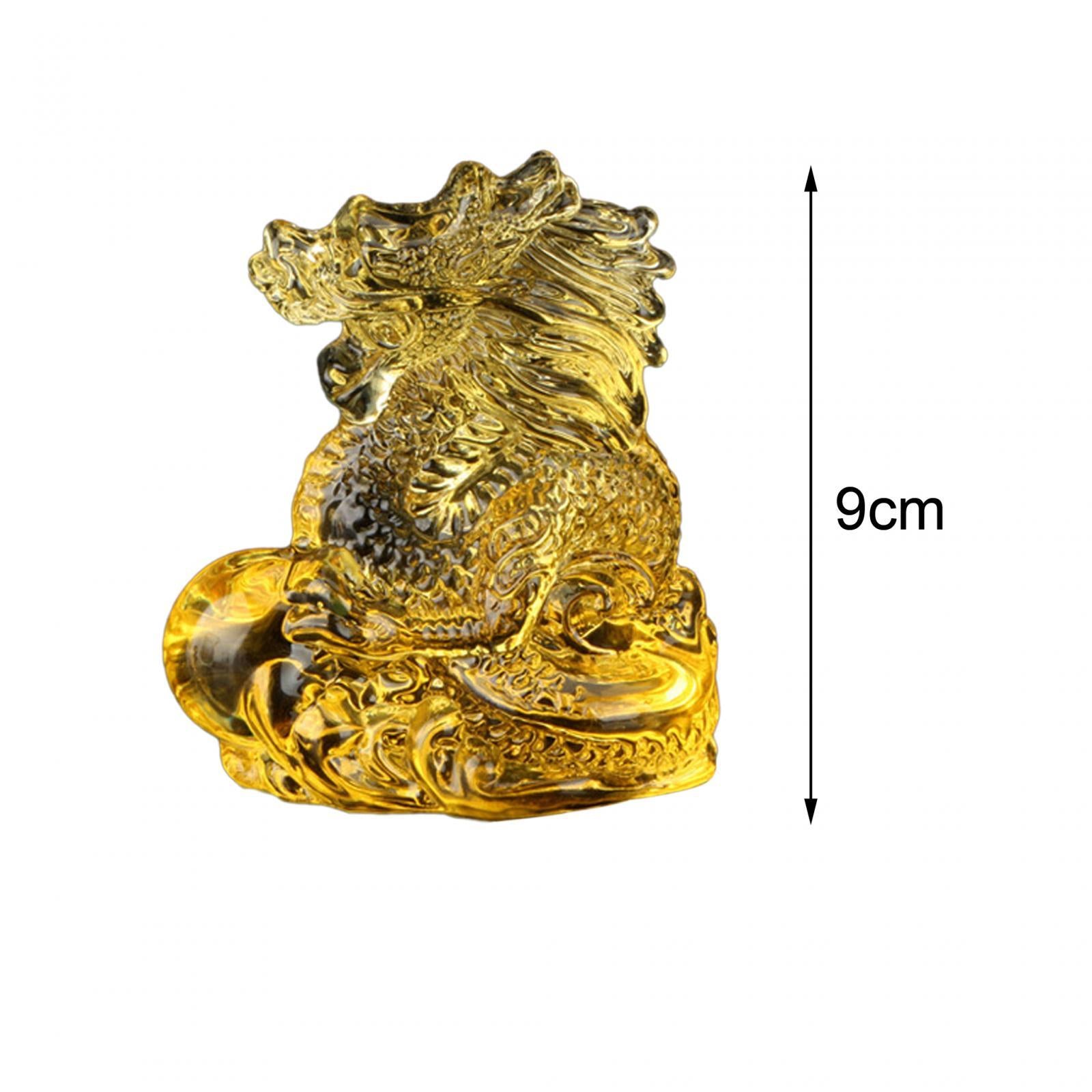 Chinese Dragon Statue Art Crystal Dragons Figurine for Home Decor Office Car Gold
