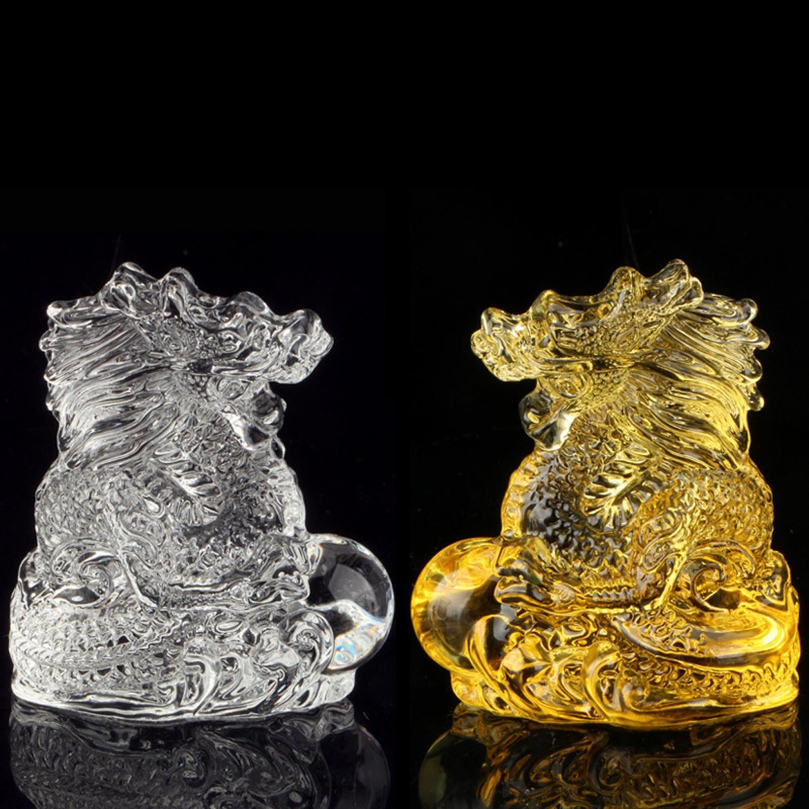 Chinese Dragon Statue Art Crystal Dragons Figurine for Home Decor Office Car Gold