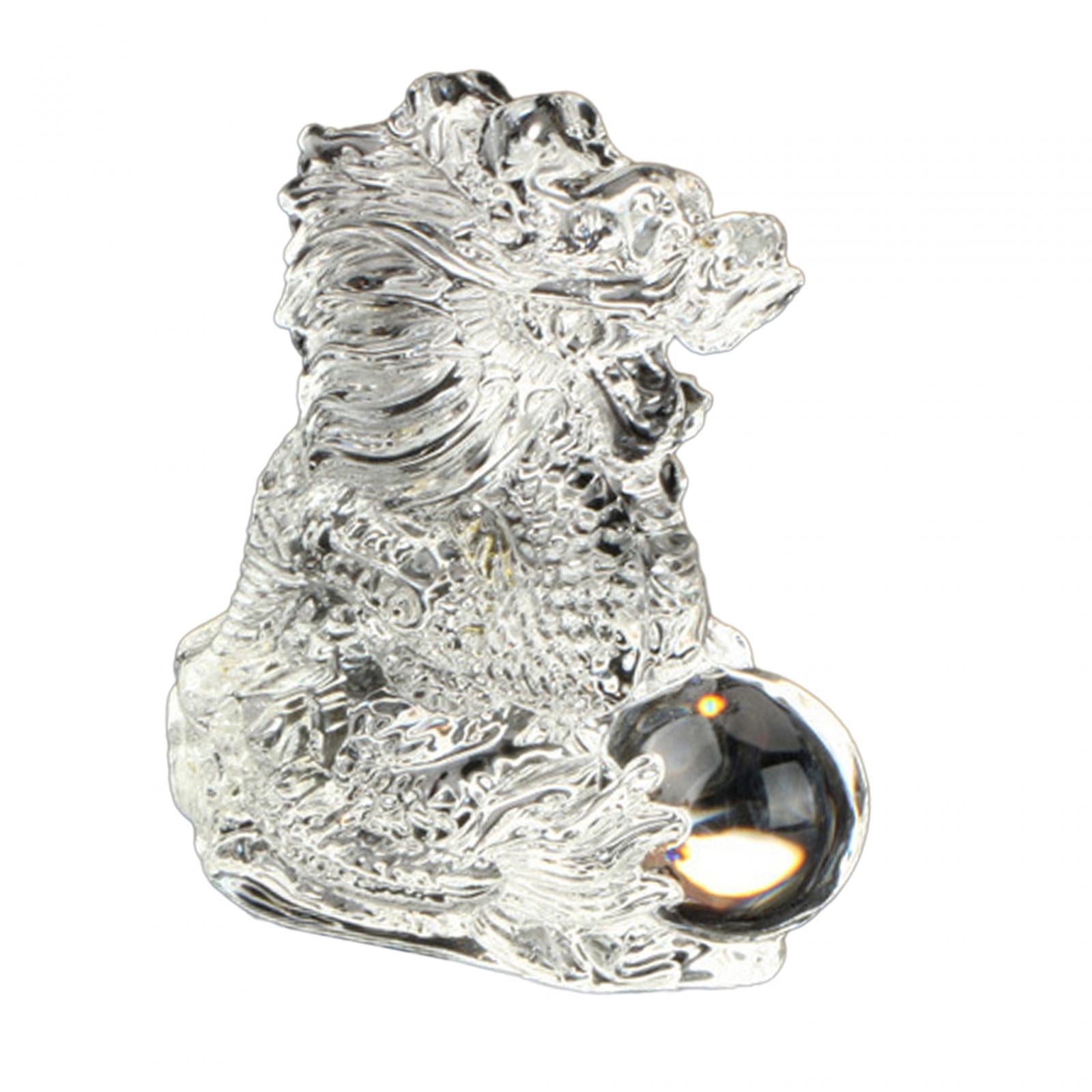 Chinese Dragon Statue Art Crystal Dragons Figurine for Home Decor Office Car White