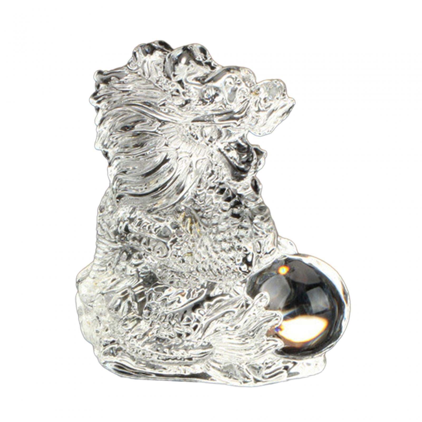 Chinese Dragon Statue Art Crystal Dragons Figurine for Home Decor Office Car White