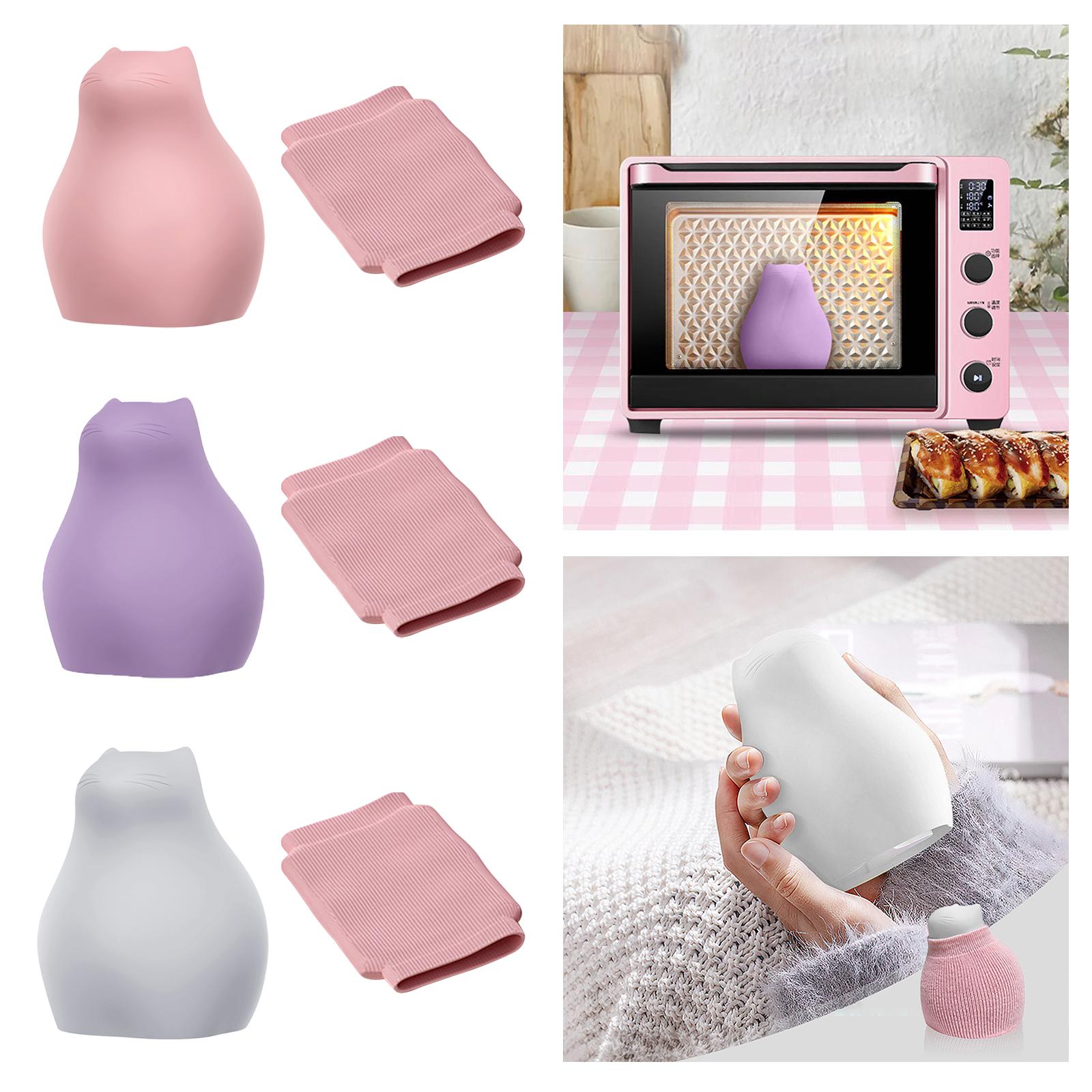 Silicone Hot Water Bag Holiday Gifts Warm Water Bag for Hand Feet Women Home Pink