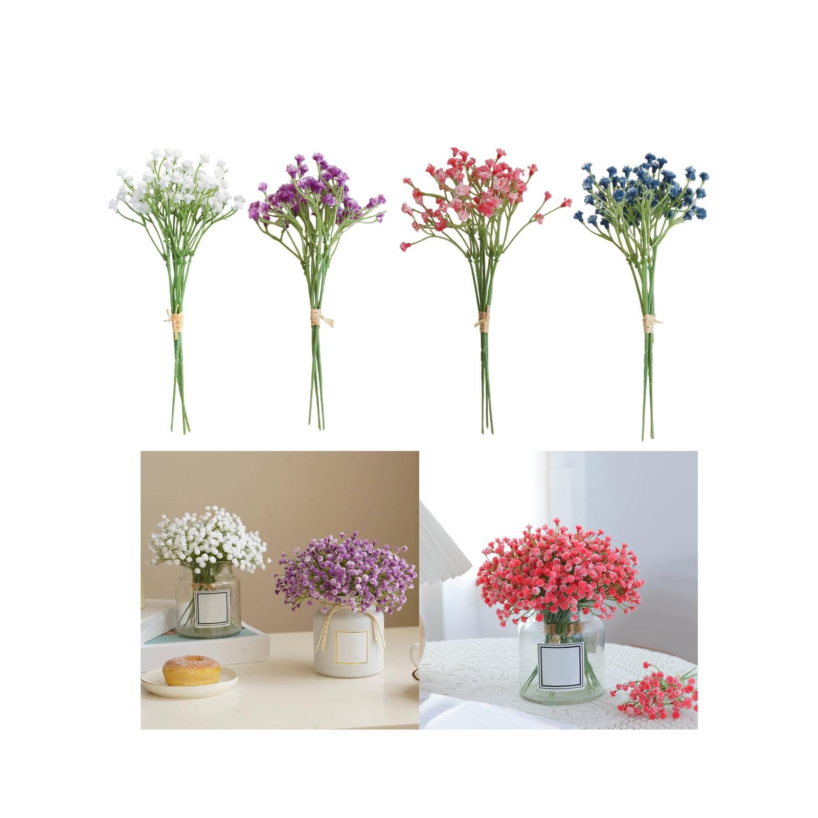 3 Pieces Babys Breath Artificial Flowers for Garden Home Arrangement Wedding White