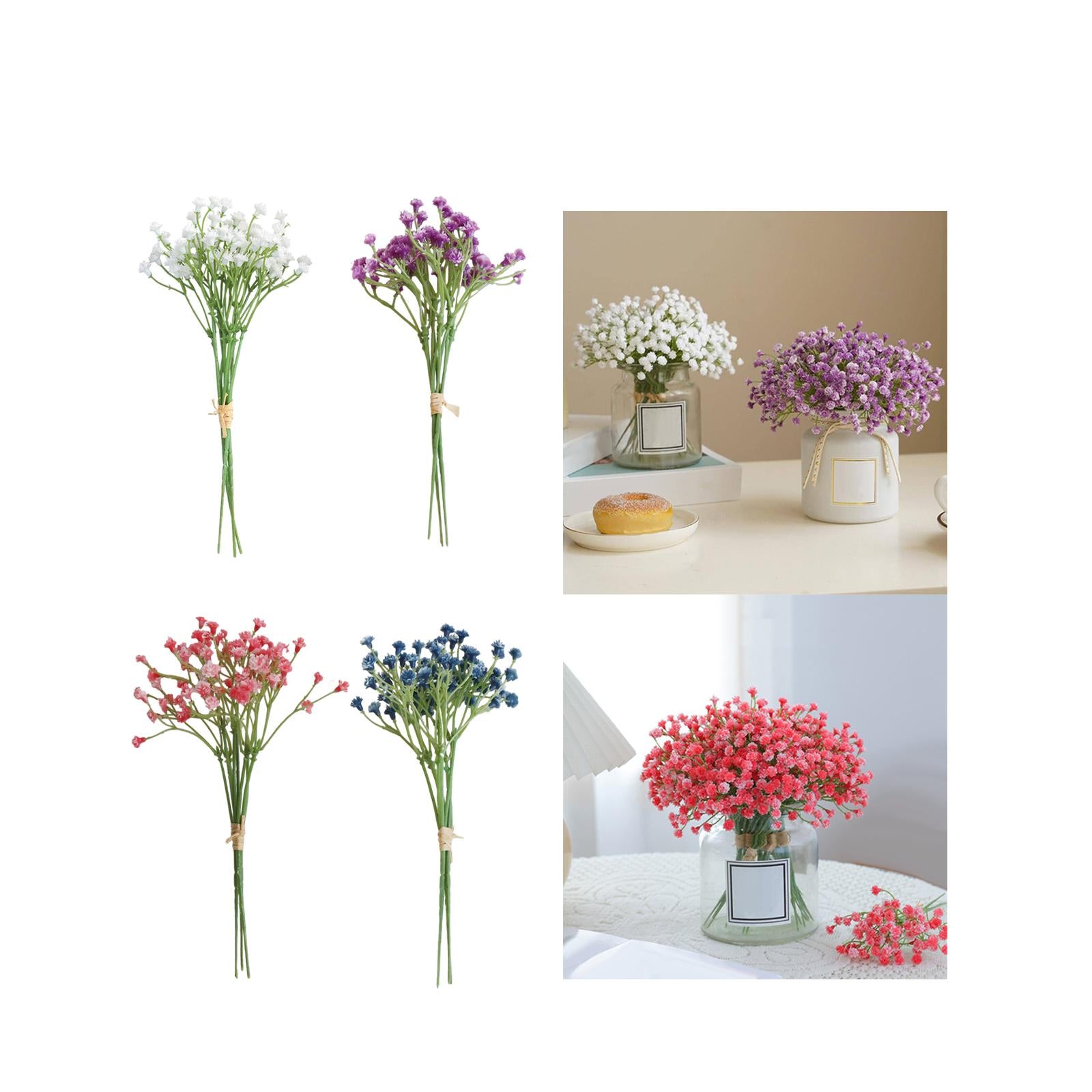 3 Pieces Babys Breath Artificial Flowers for Garden Home Arrangement Wedding White