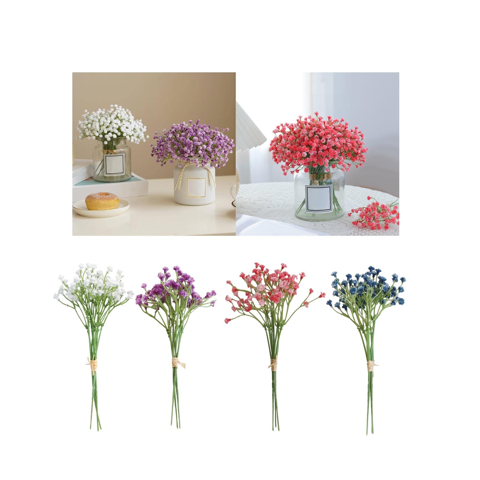 3 Pieces Babys Breath Artificial Flowers for Garden Home Arrangement Wedding White