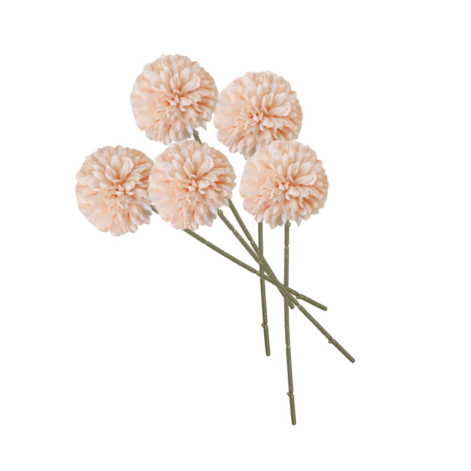 5x Artificial Fake Flower Silk Chrysanthemum Ball for Table House Decoration Champagne