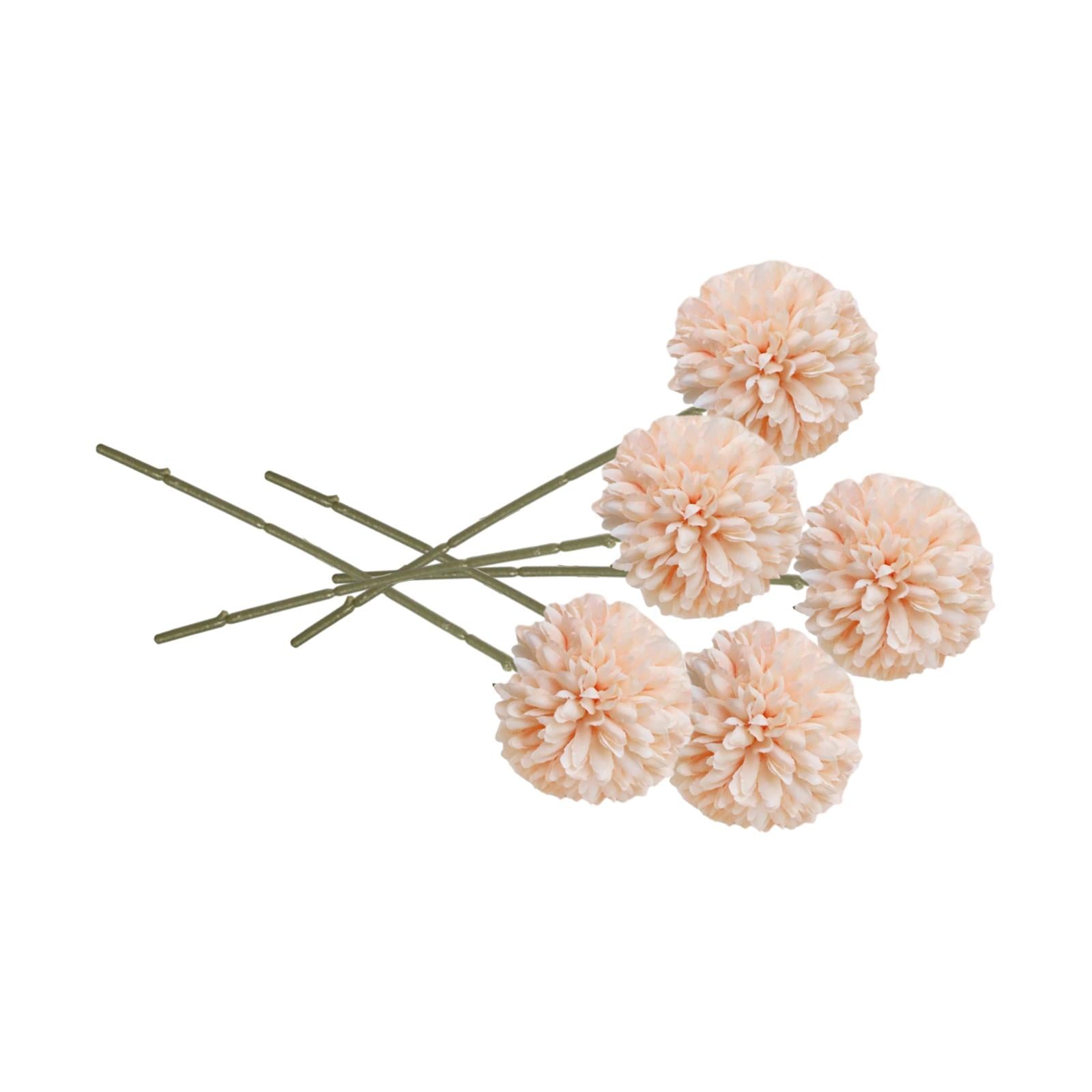 5x Artificial Fake Flower Silk Chrysanthemum Ball for Table House Decoration Champagne